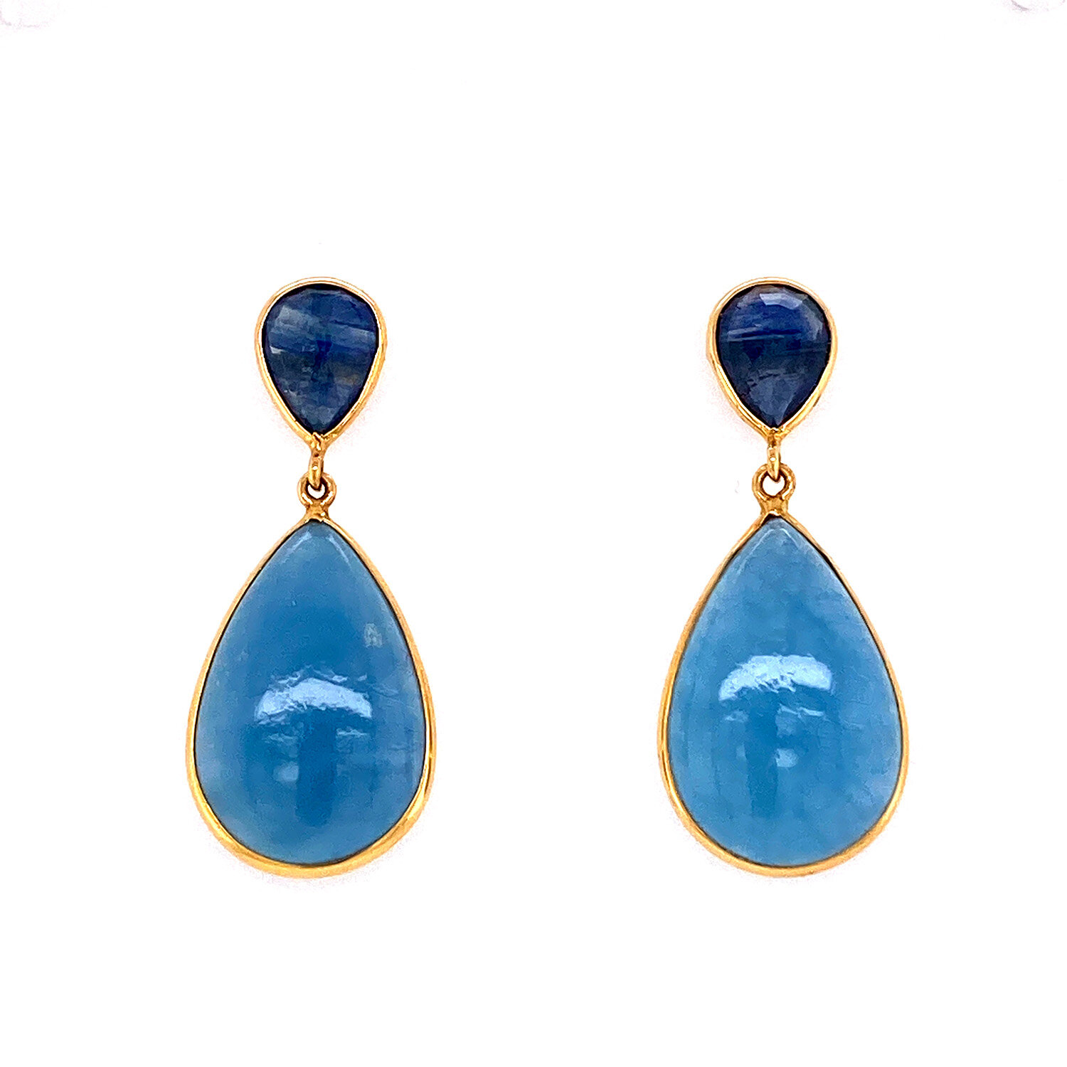 Tresor Blue Sapphire And Aquamarine Pear Shaped Drop Earring