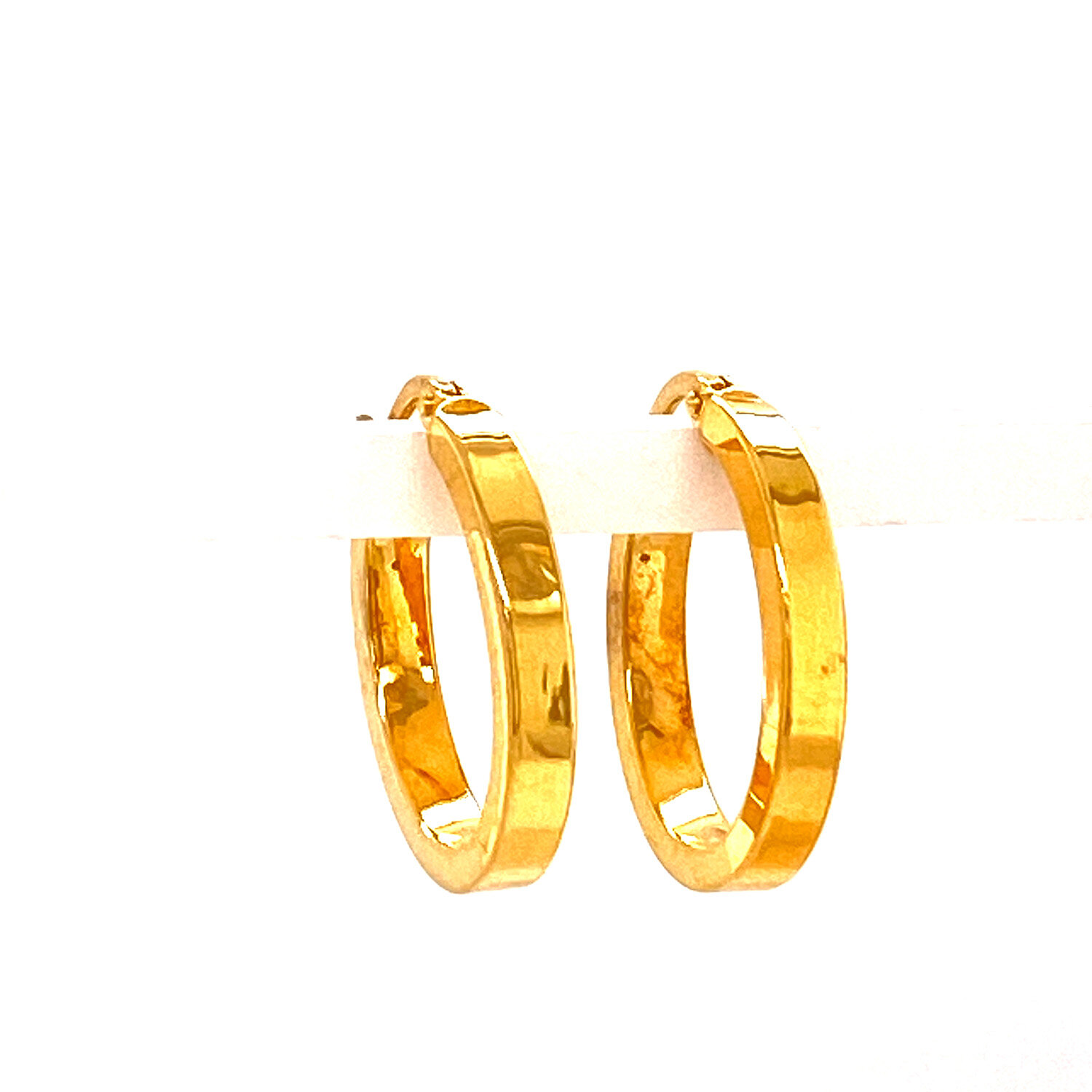 Gold Flat Edge Hoop Earrings