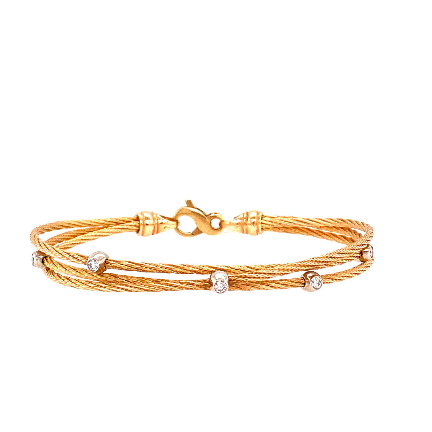 Triple Strand Twisted Wire Diamond Bracelet