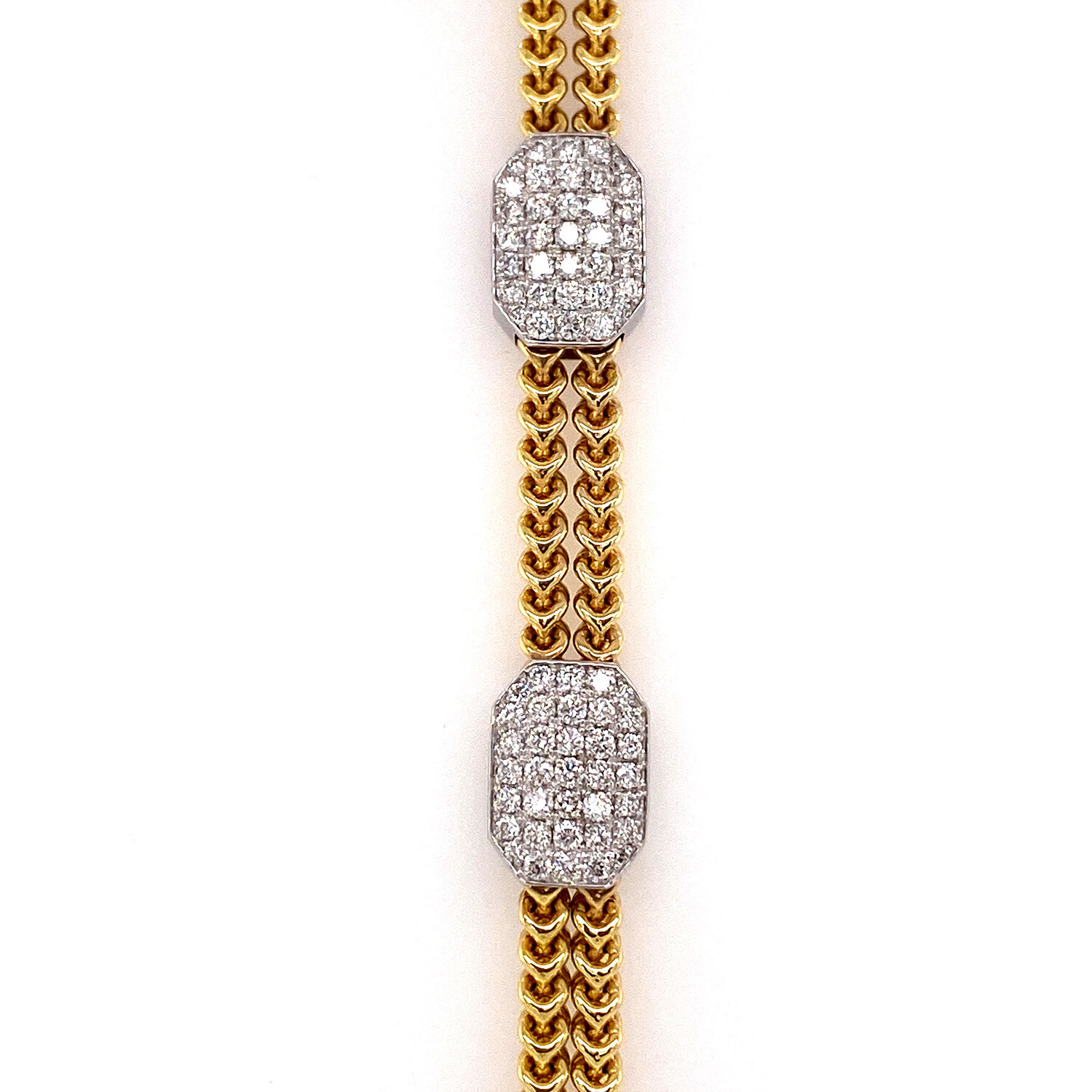 DA Gold Two Strand Diamond Pave Station Bracelet