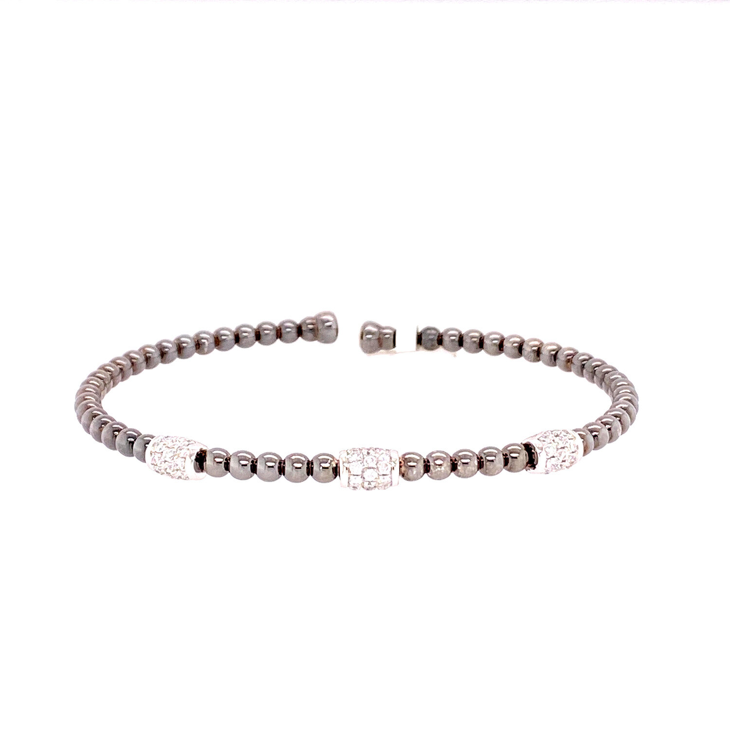 DA Gold Three Pave Diamond Stations On Cuff