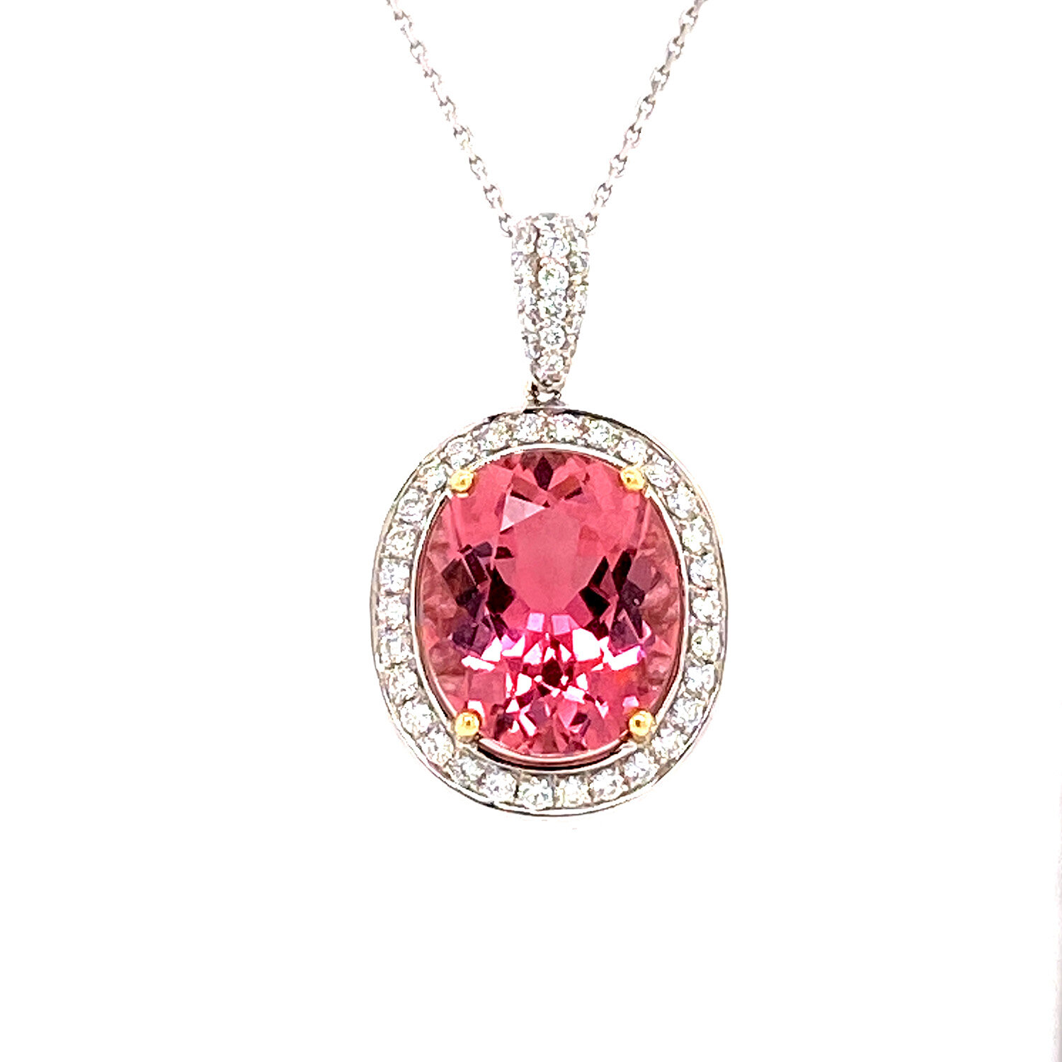 Pink Tourmaline And Diamond Pendant