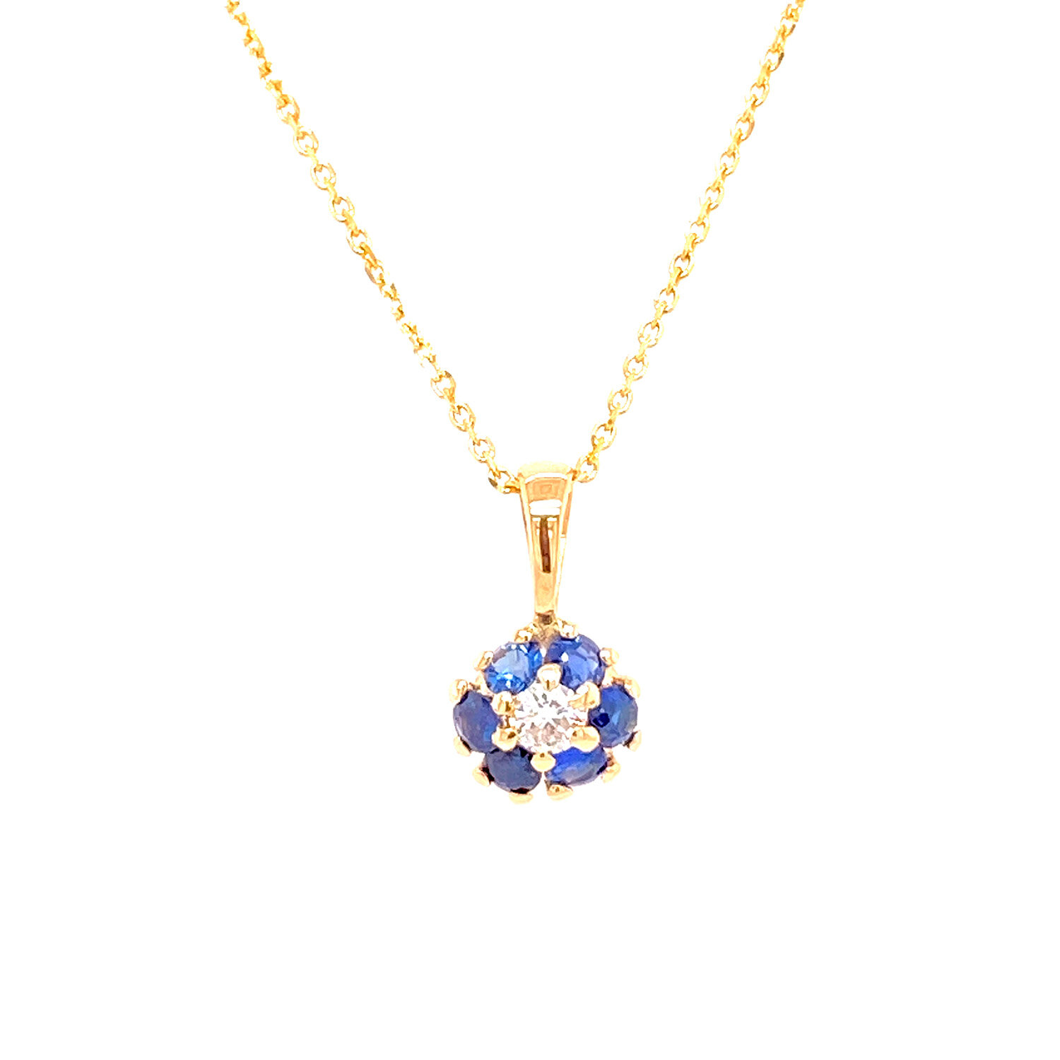 Sapphire And Diamond Cluster Pendant