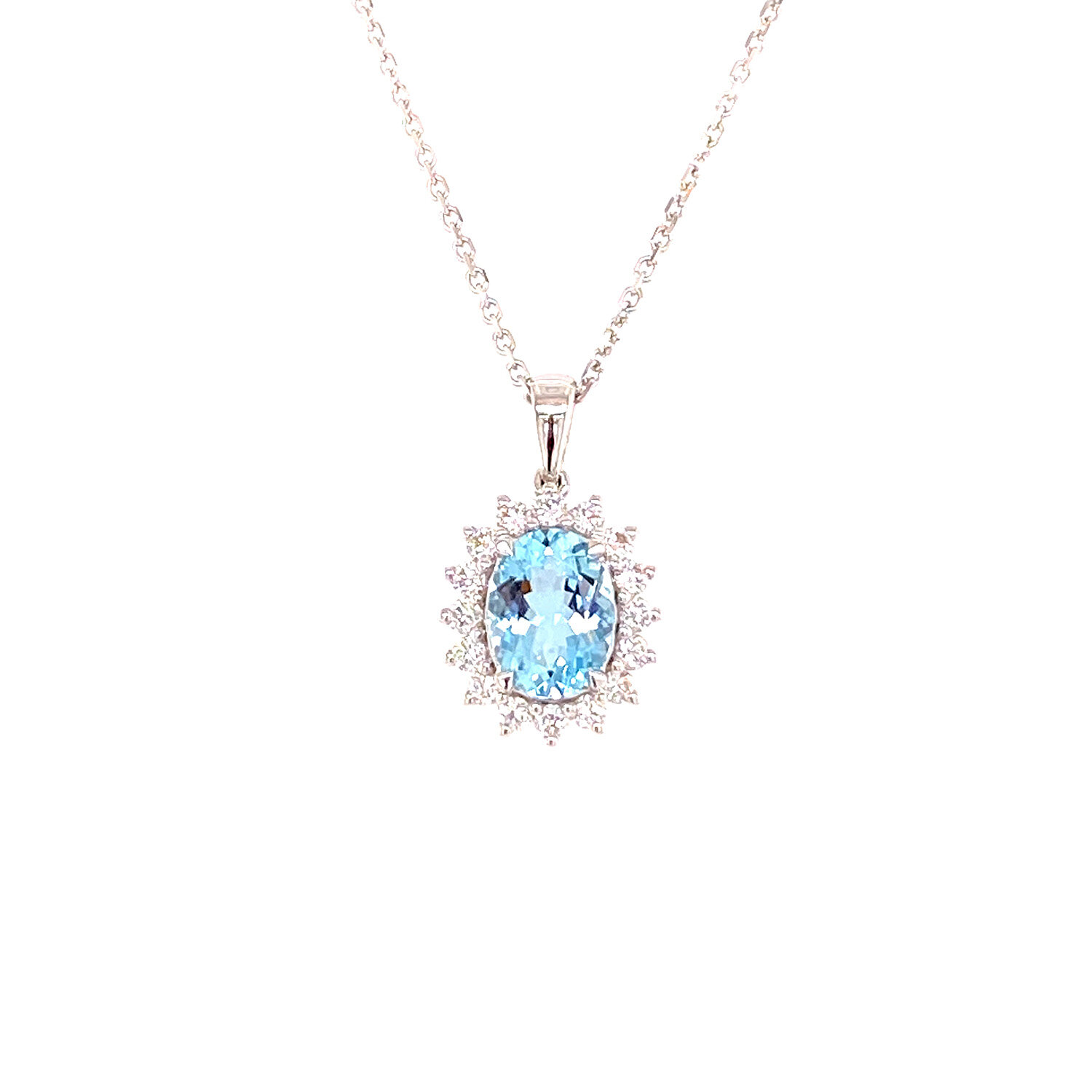 Aquamarine And Diamond Pendant