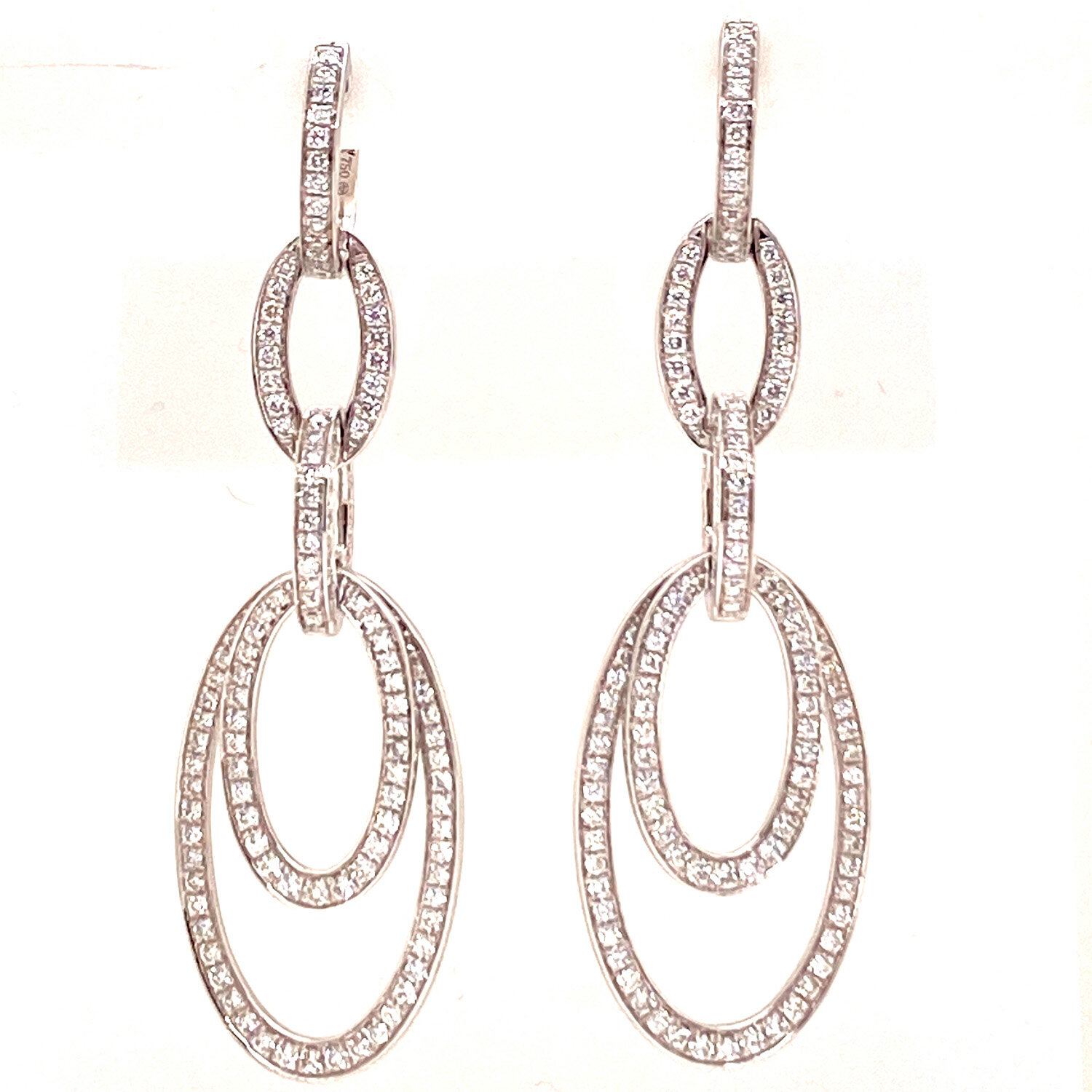 Open Oval Diamond Dangle Earrings