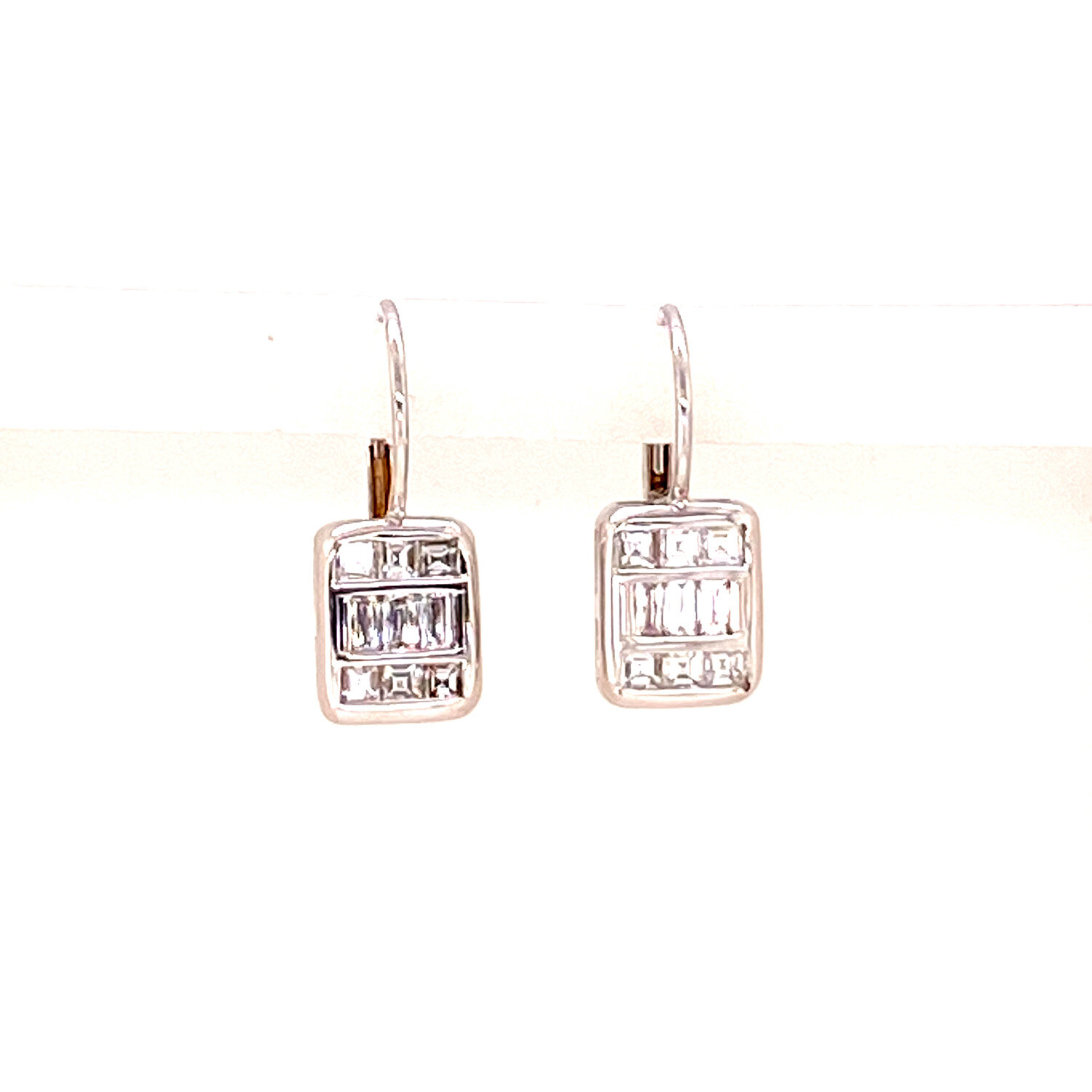 Rectangular Diamond Drop Earrings