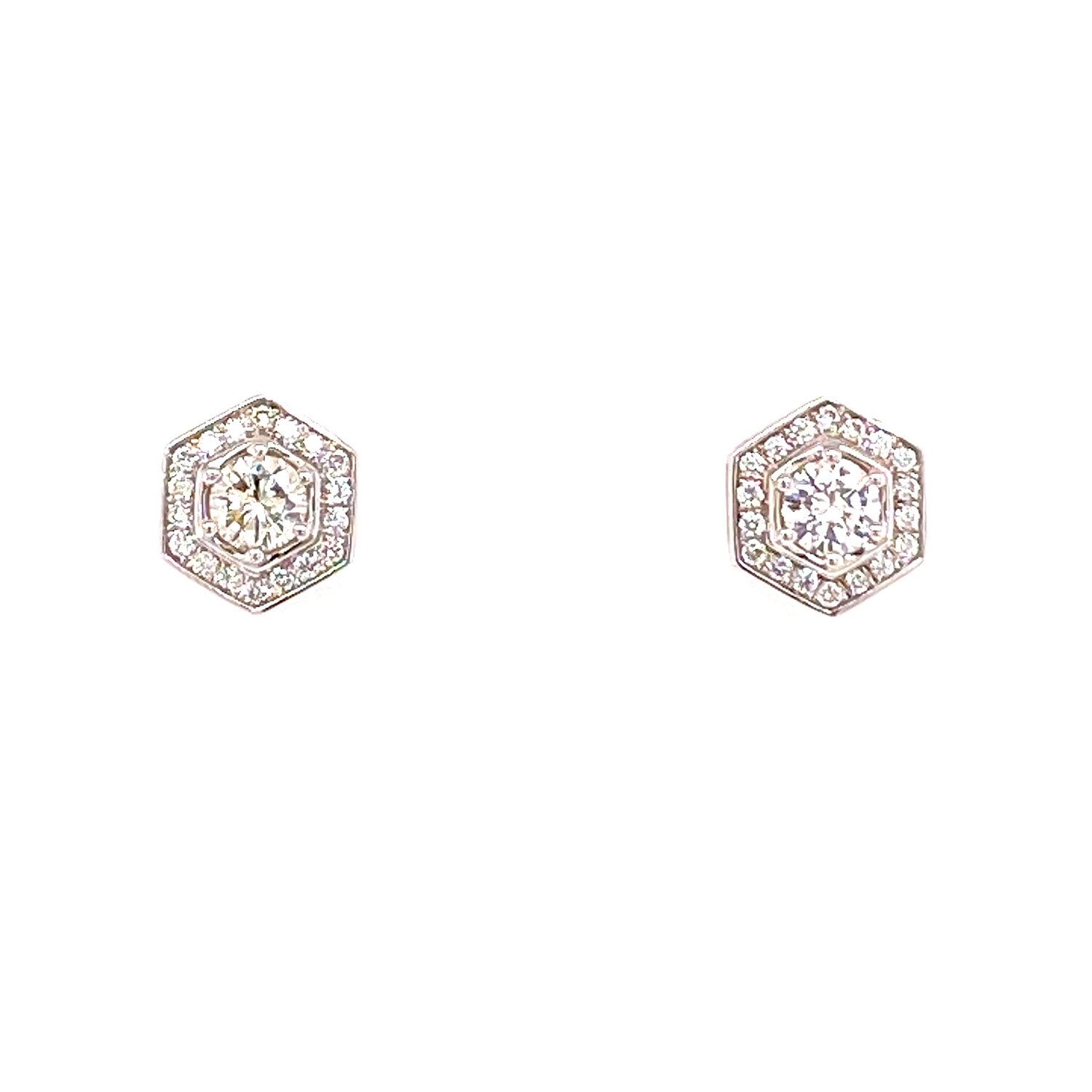 Diamond Hexagon Stud Earrings
