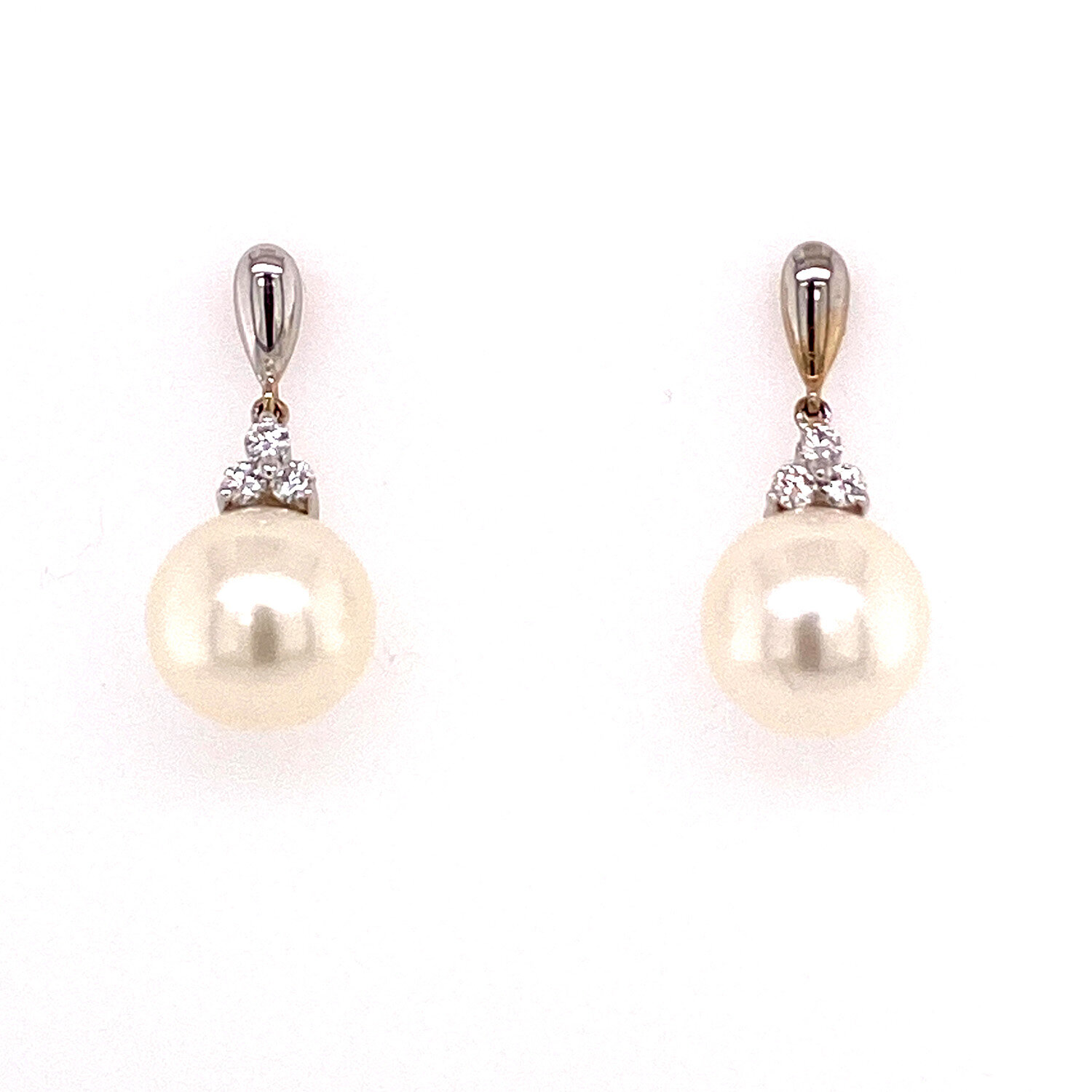 Freshwater Pearl and Diamond Drop Earrings