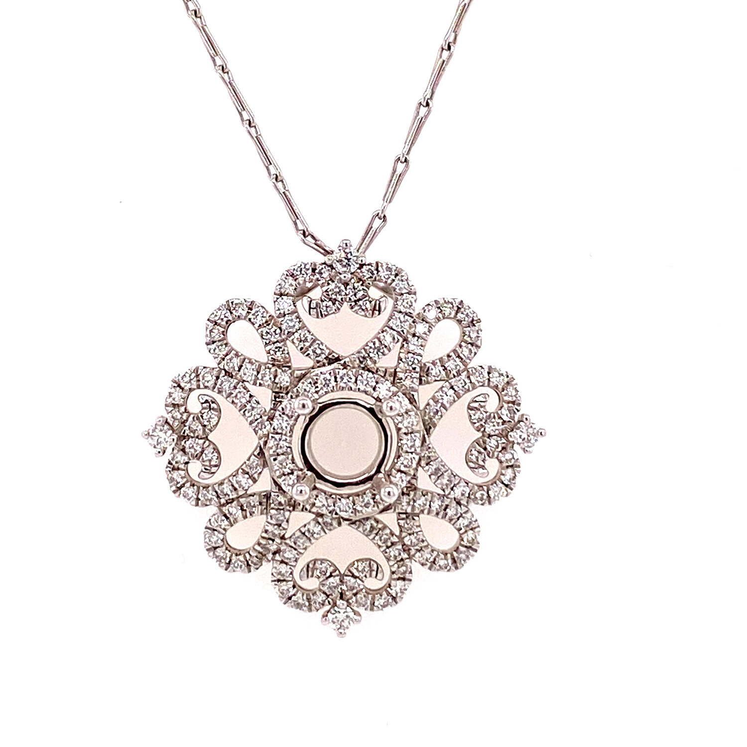 Filigree Style Diamond Pendant Semi Mount