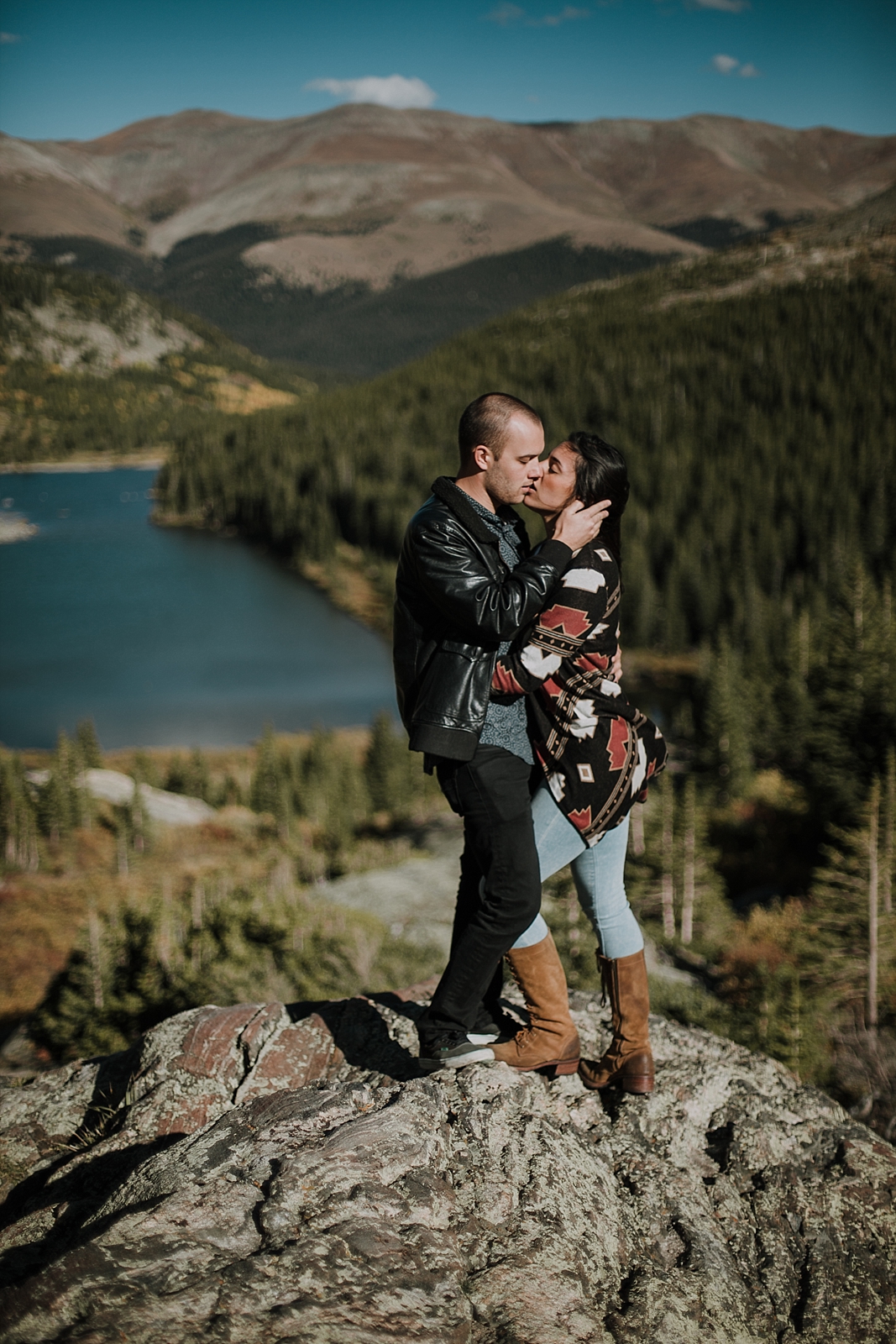 couple posing on a cliff, breckenridge colorado wedding photographer, breckenridge colorado elopement photographer, hiking photographer, maui wedding photographer, maui elopement photographer