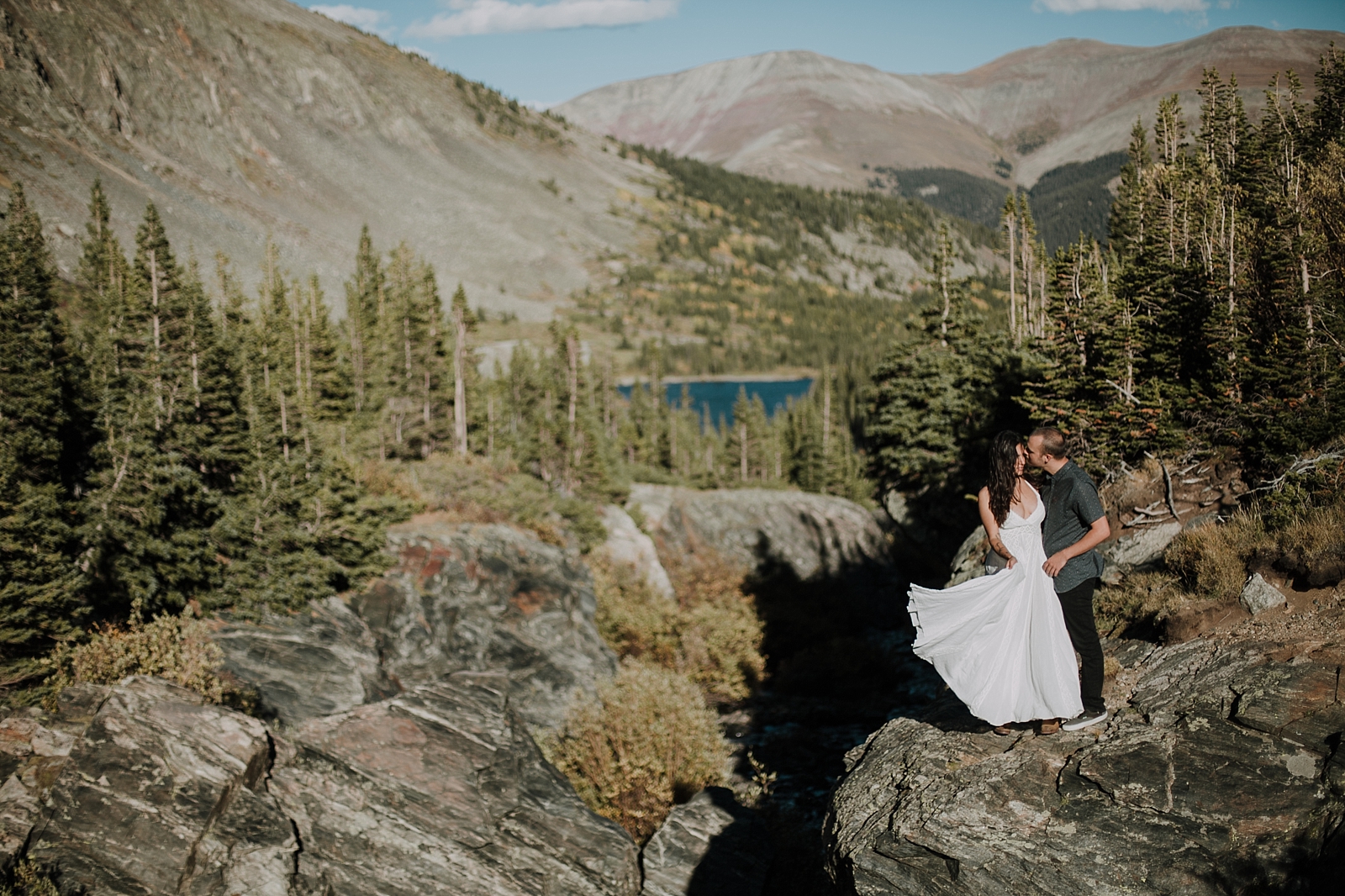 couple posing on cliff, breckenridge colorado wedding photographer, breckenridge colorado elopement photographer, hiking photographer, maui wedding photographer, maui elopement photographer