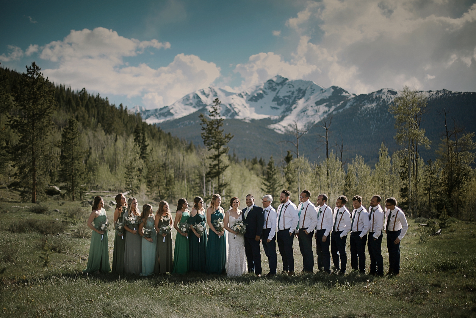 bridal party at agape outpost, breckenridge colorado wedding, breckenridge colorado wedding photographer, the church at agape outpost wedding, agape outpost wedding photographer