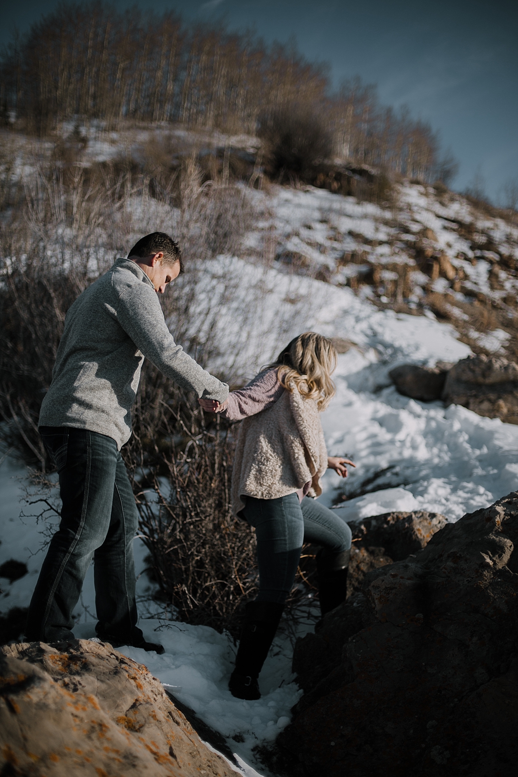 couple hiking, hiking engagements, adventurous colorado engagements, colorado wedding photographer, red cliff wedding photographer, leadville wedding photographer