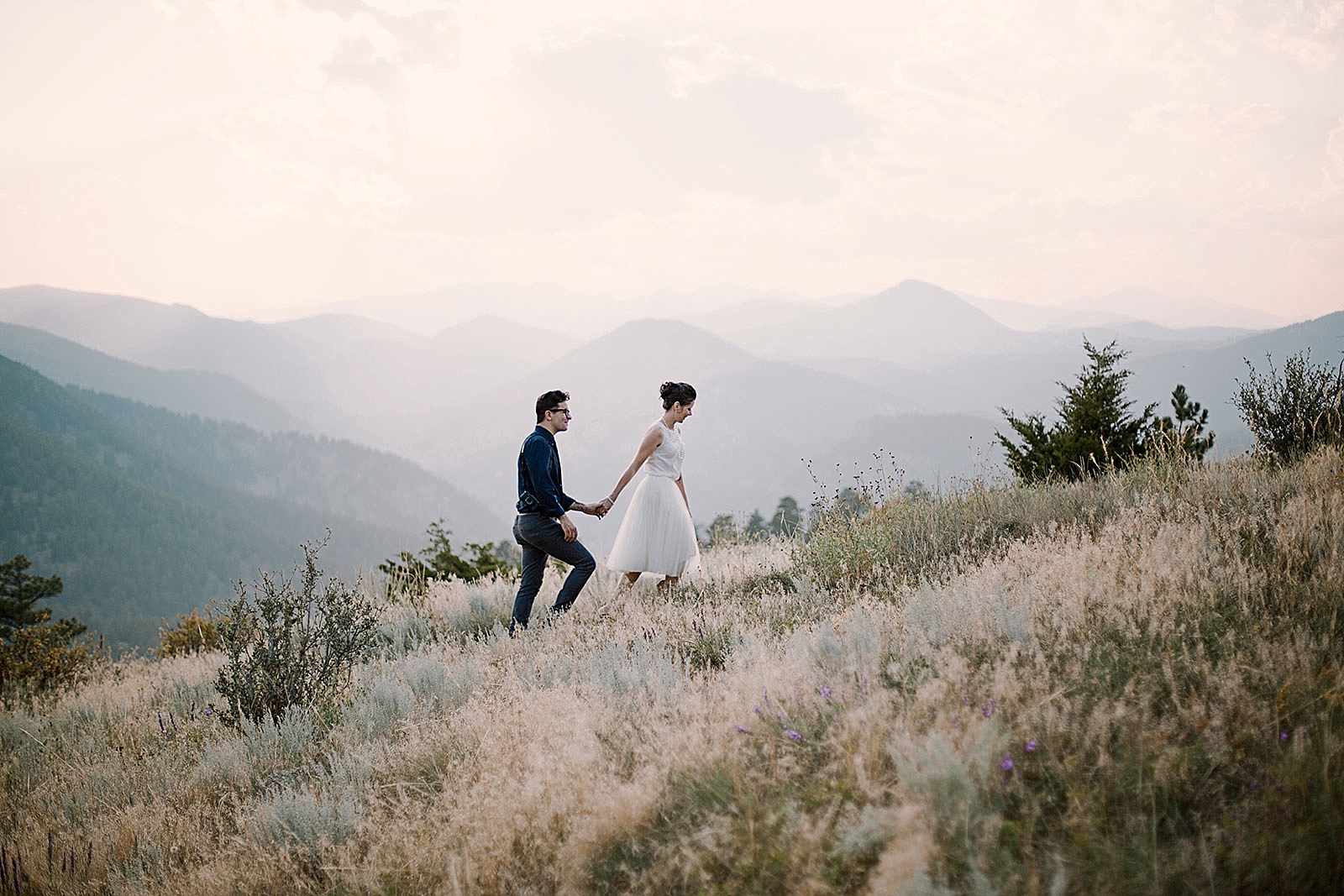 couple hiking, boulder colorado elopement photographer, colorado self solemnizing elopement, realization point elopement, nederland colorado elopement photographer