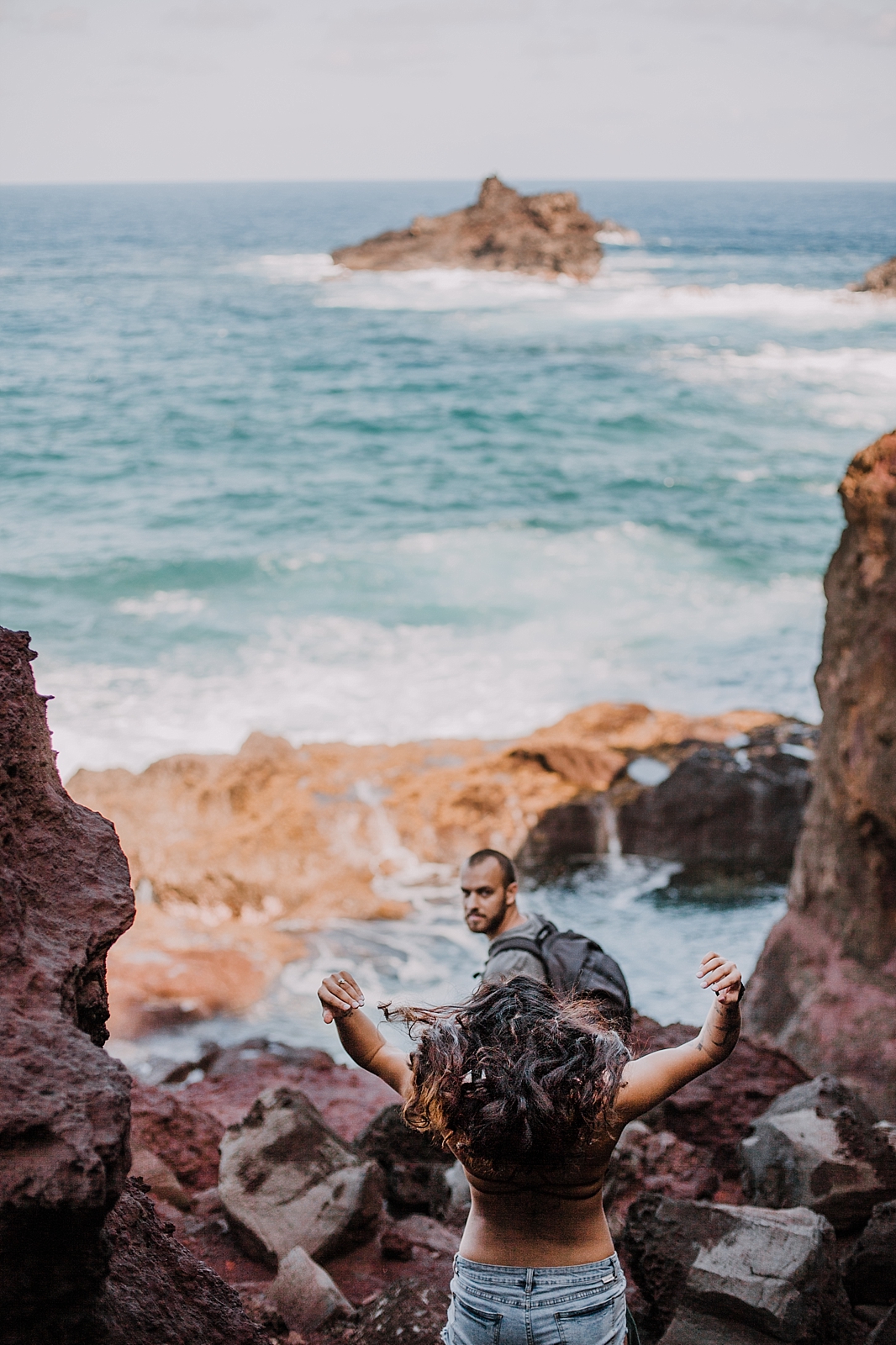 climbing in maui, maui cliffside, maui climbing, maui elopement photographer, maui wedding photographer, couple on cliffside, maui hiking, maui hawaii hiking, maui tide pool, alexis russell ring