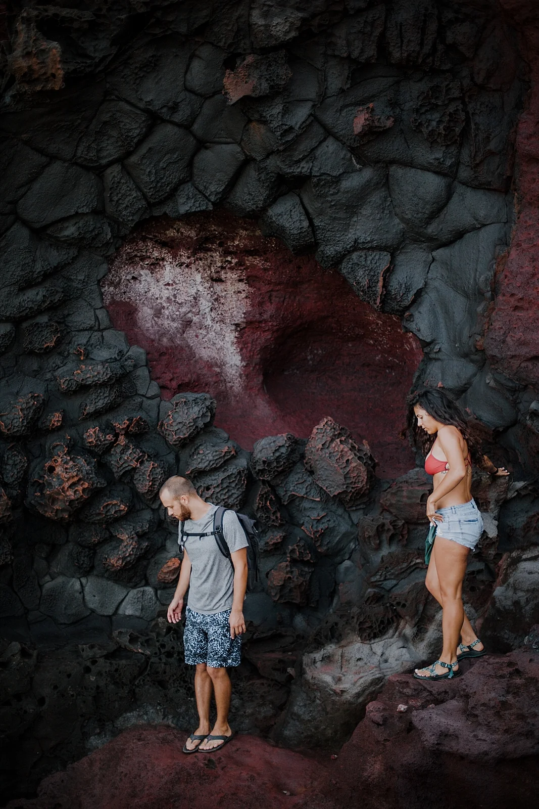 climbing in maui, maui cliffside, maui climbing, maui elopement photographer, maui wedding photographer, couple on cliffside, maui hiking, maui hawaii hiking, maui tide pool, alexis russell ring