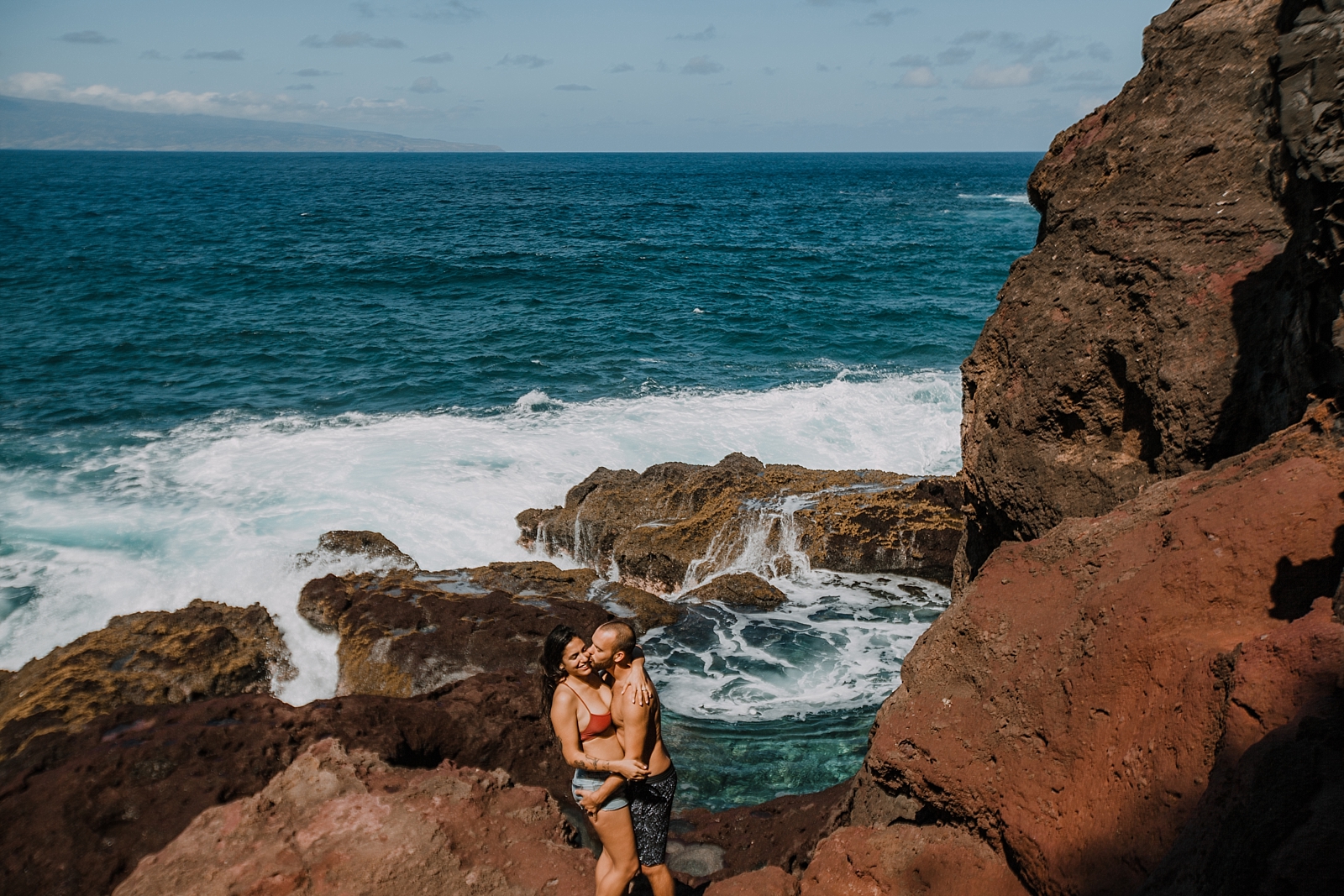 maui engagements, maui diving, maui cliffside, maui elopement photographer, maui wedding photographer, swimming engagements, maui hiking, maui hawaii hiking, lahaina beaches, swimsuit engagement
