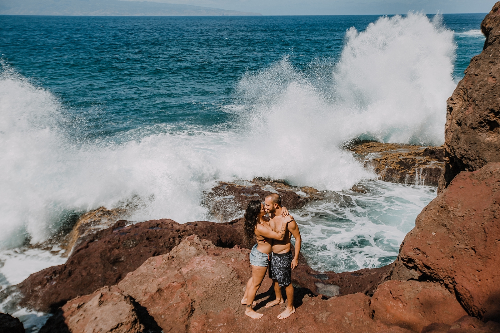 maui engagements, nakalele blowhole, maui diving, maui cliffside, maui elopement photographer, maui wedding photographer, swimming engagements, maui hiking, , lahaina beaches, swimsuit engagement