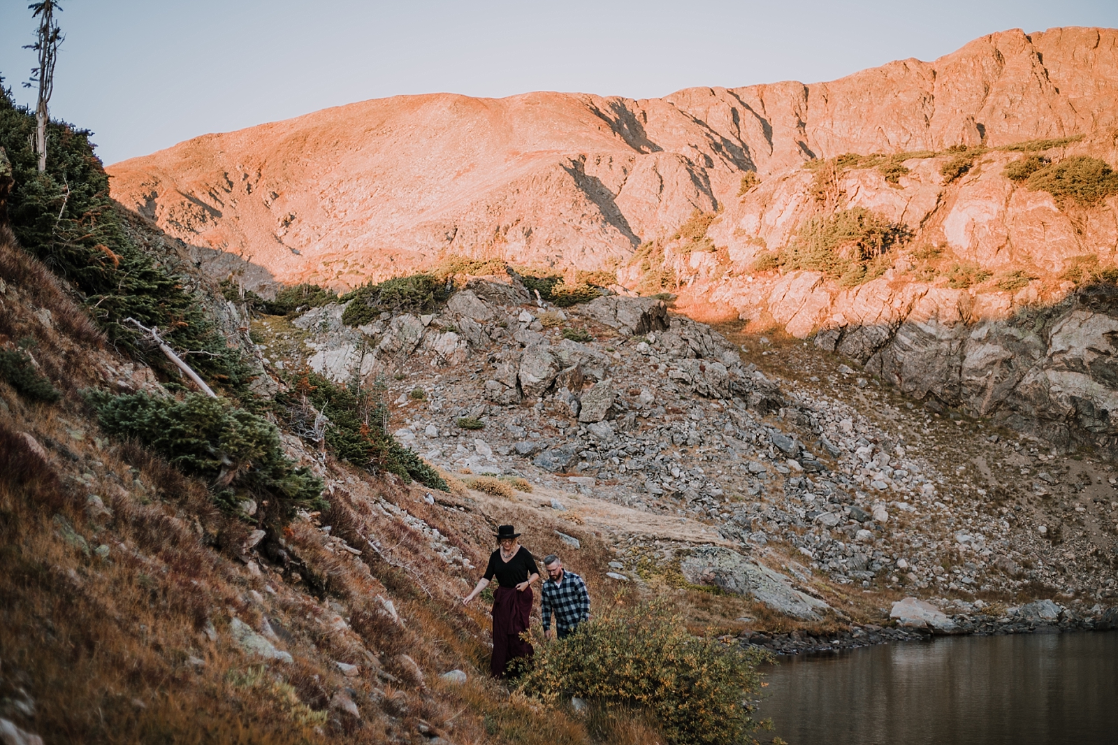 sunrise at james peak, colorado 13er, little echo lake, backpacking james peak wilderness, hike james peak lake, hike little echo lake, james peak elopement, winter park sunrise elopement