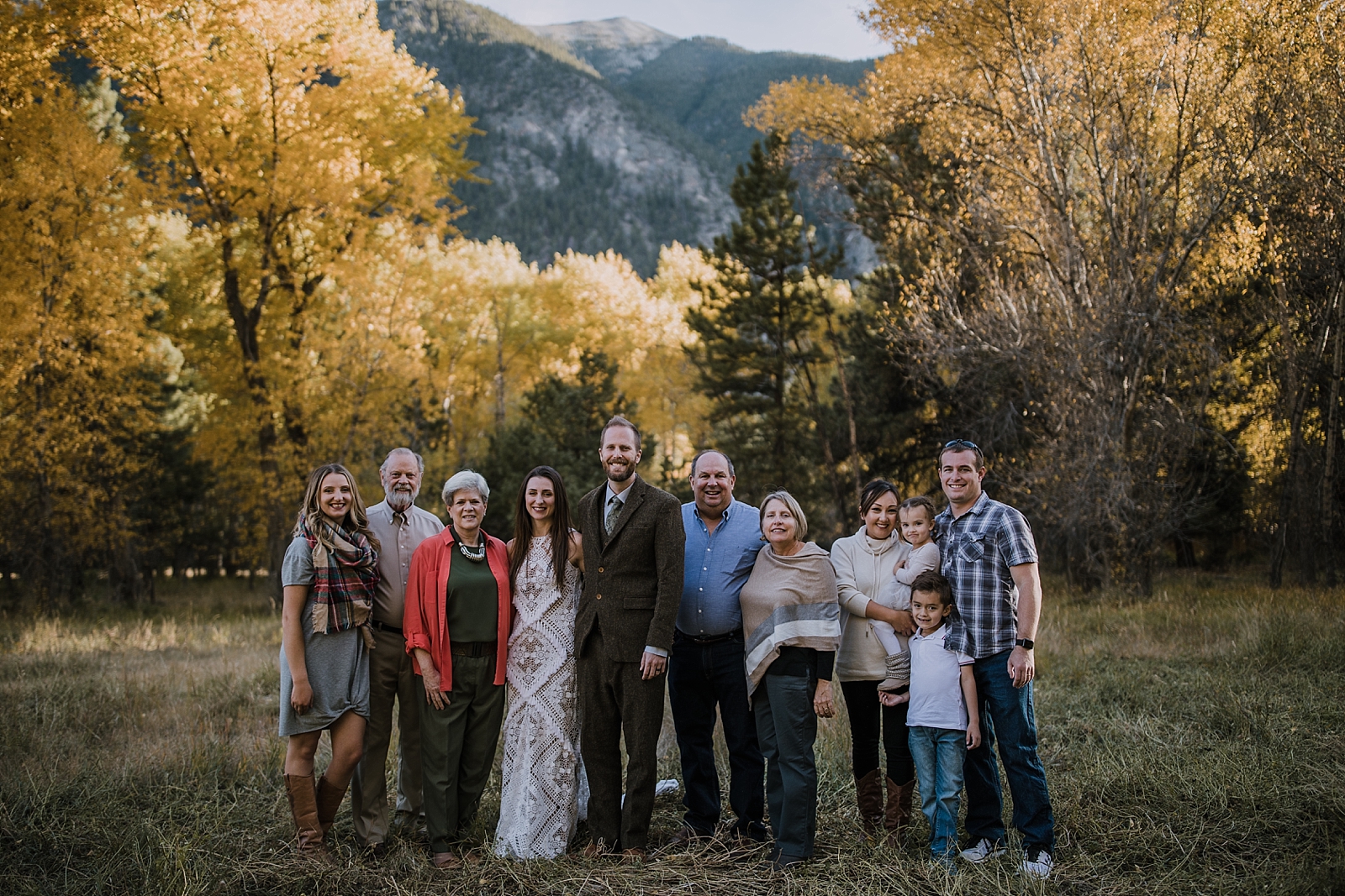 family elopement in the woods, post elopement celebration, wedding in the woods, buena vista elopement, buena vista wedding, nathrop colorado wedding, adventurous colorado elopement, bv farmers market