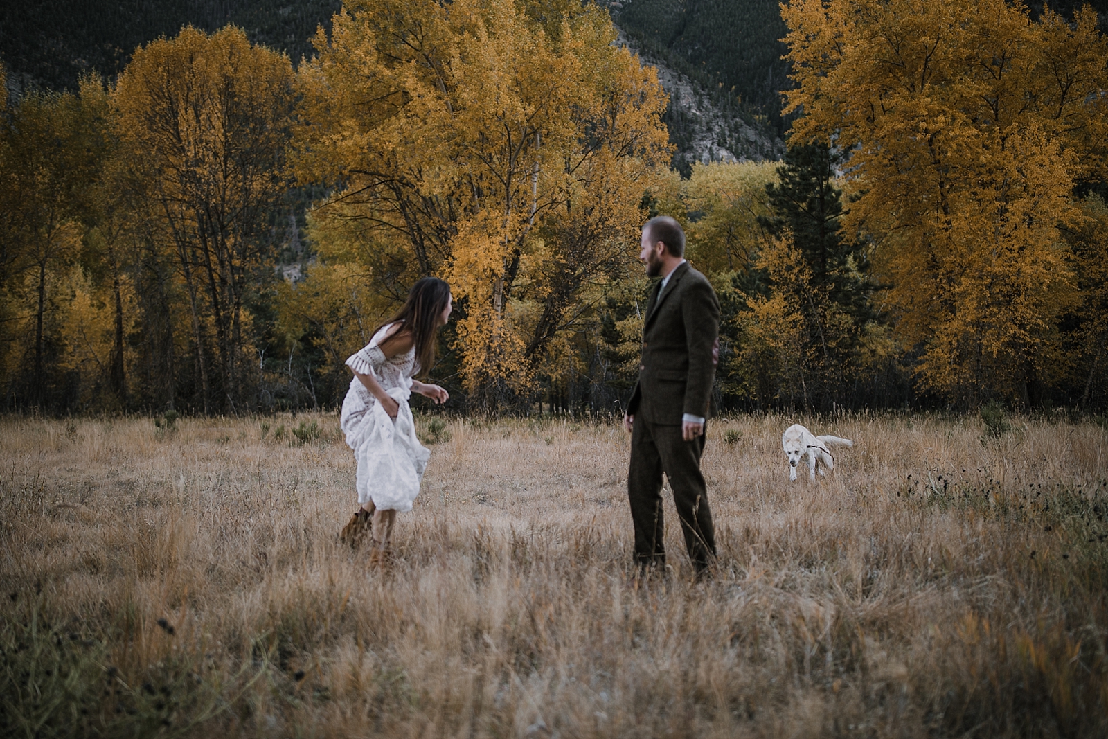 couple eloping, husky pup, couple hiking, norway elopement, post elopement celebration, wedding in the woods, buena vista elopement, buena vista wedding, nathrop colorado wedding, elope with your dog