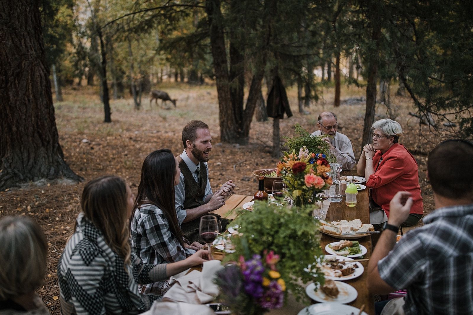 elopement dinner, picnic elopement, norway elopement, post elopement celebration, wedding in the woods, buena vista elopement, buena vista wedding, nathrop colorado wedding, bbq wedding, bbq elopement