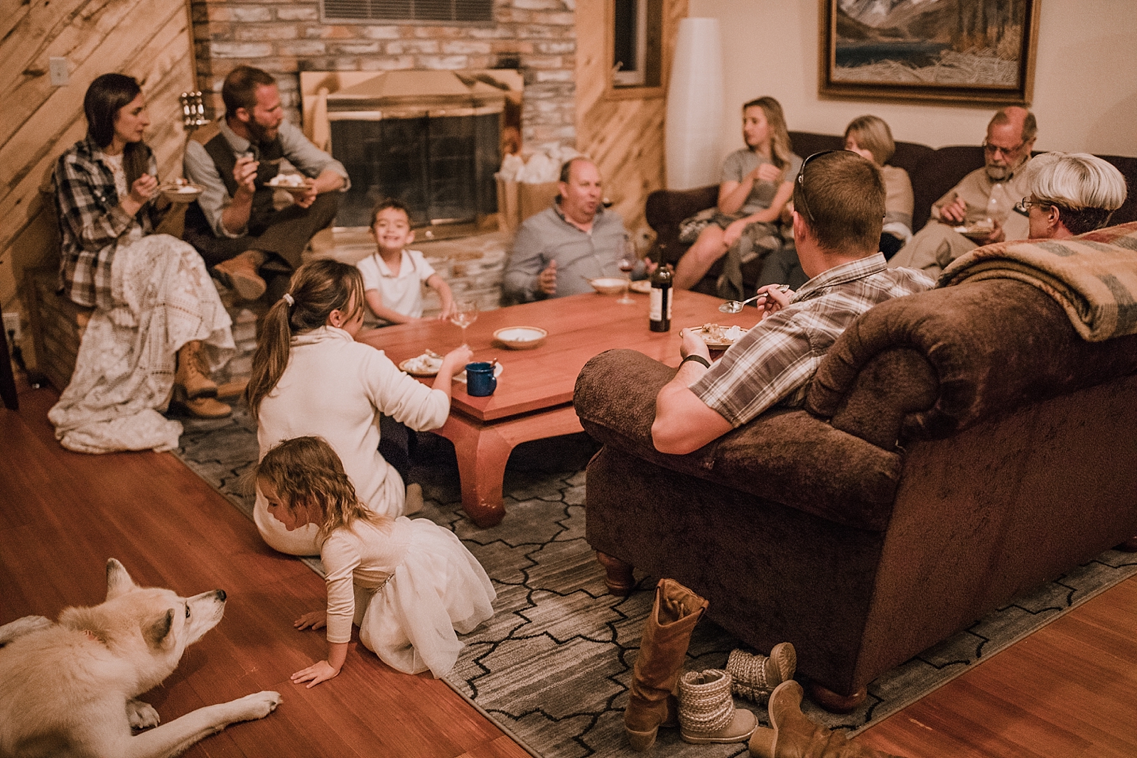 family relaxing, picnic elopement, norway elopement, post elopement celebration, wedding in the woods, buena vista elopement, buena vista wedding, nathrop colorado wedding, wedding cobbler