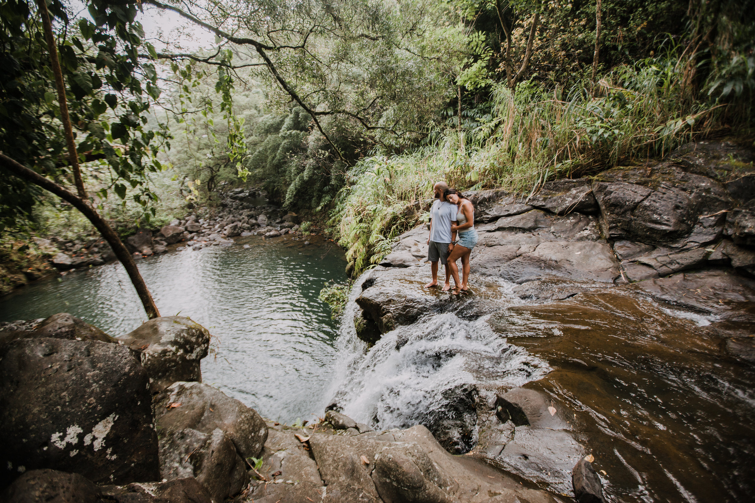 island couple, hawaii waterfall, road to hana, maui waterfall, hawaii wedding photographer, hawaii elopement photographer, maui wedding, maui engagements, maui elopement, maui jungle