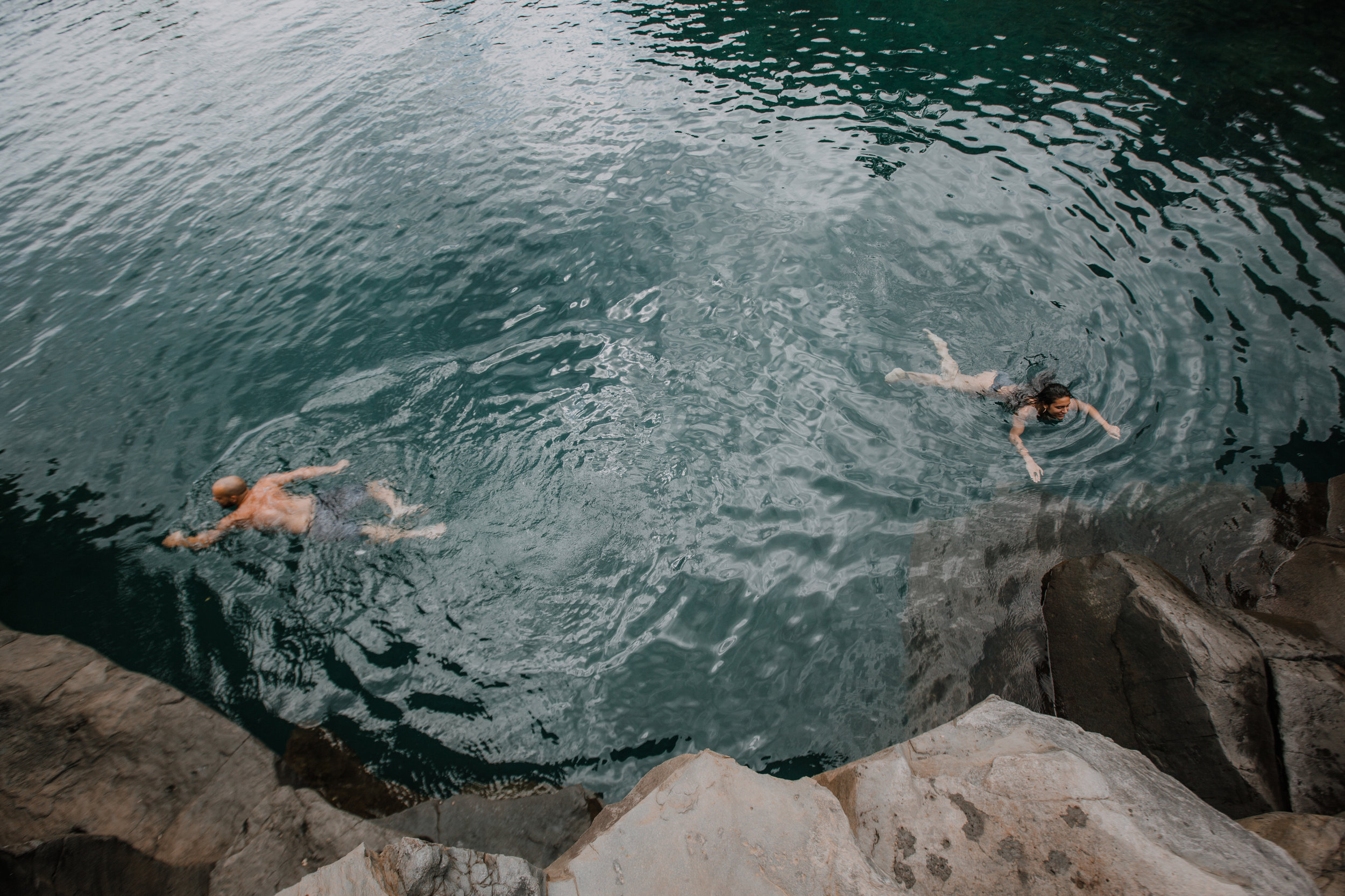 couple swimming, seven sacred pools at ohe'o, island hiking, road to hana, hawaii wedding photographer, hawaii elopement photographer, maui wedding, hana swimming, maui engagements, maui elopement