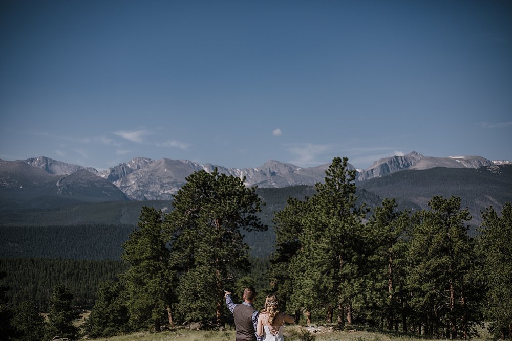 elopement couple hiking in RMNP, rocky mountain national park elopement, 3M curves elopement, self solemnizing, self solemnization, long's peak ceremony, hiking elopement, estes park elopement