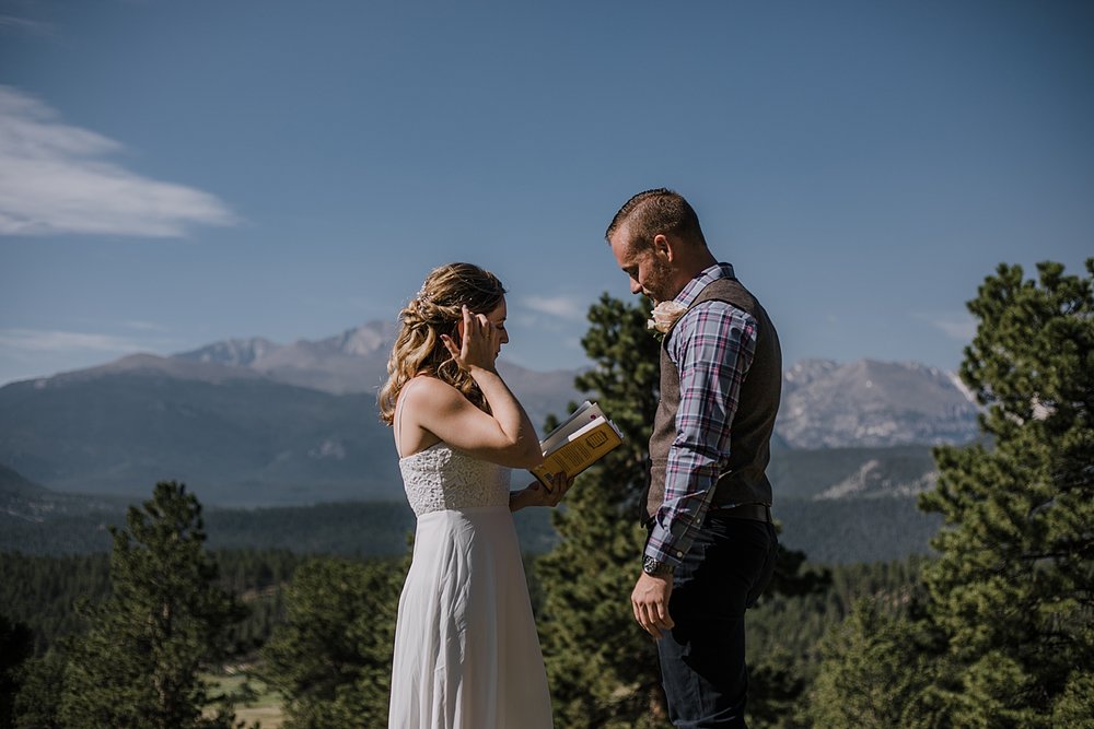 elopement ceremony, rocky mountain national park elopement, 3M curves elopement, self solemnizing, self solemnization, long's peak ceremony, hiking elopement, estes park elopement