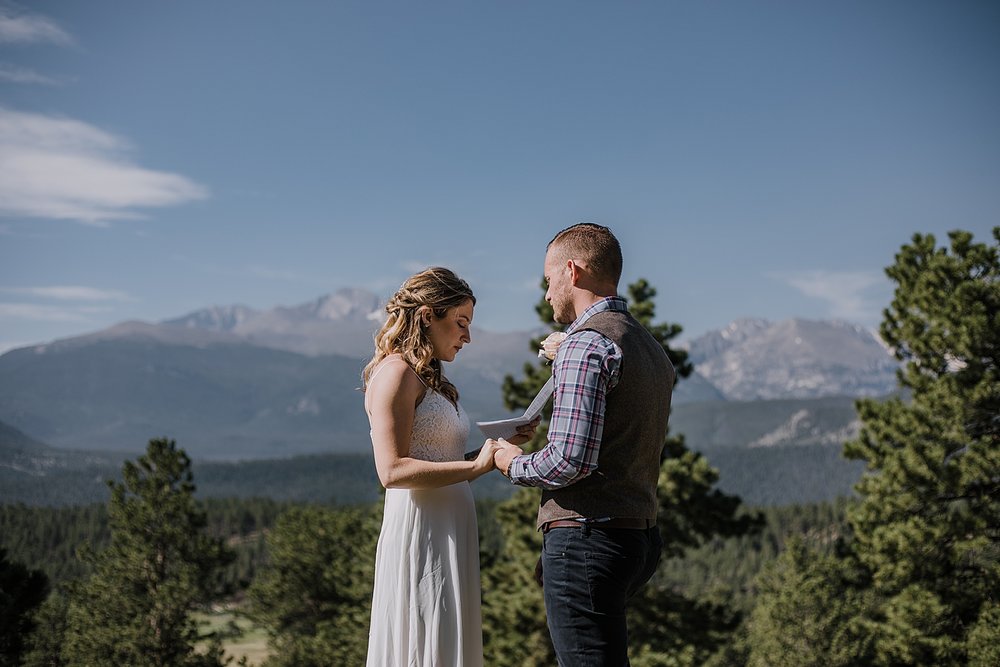 RMNP elopement ceremony, rocky mountain national park elopement, 3M curves elopement, self solemnizing, self solemnization, long's peak ceremony, hiking elopement, estes park elopement