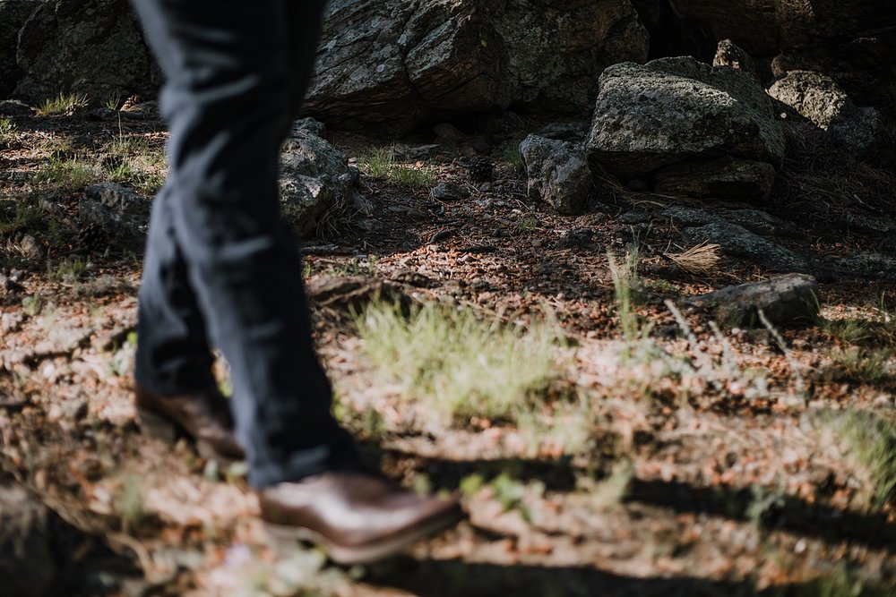 grooms boots, RMNP elopement ceremony, rocky mountain national park elopement, 3M curves elopement, self solemnizing, self solemnization, long's peak, summer hiking elopement, estes park elopement