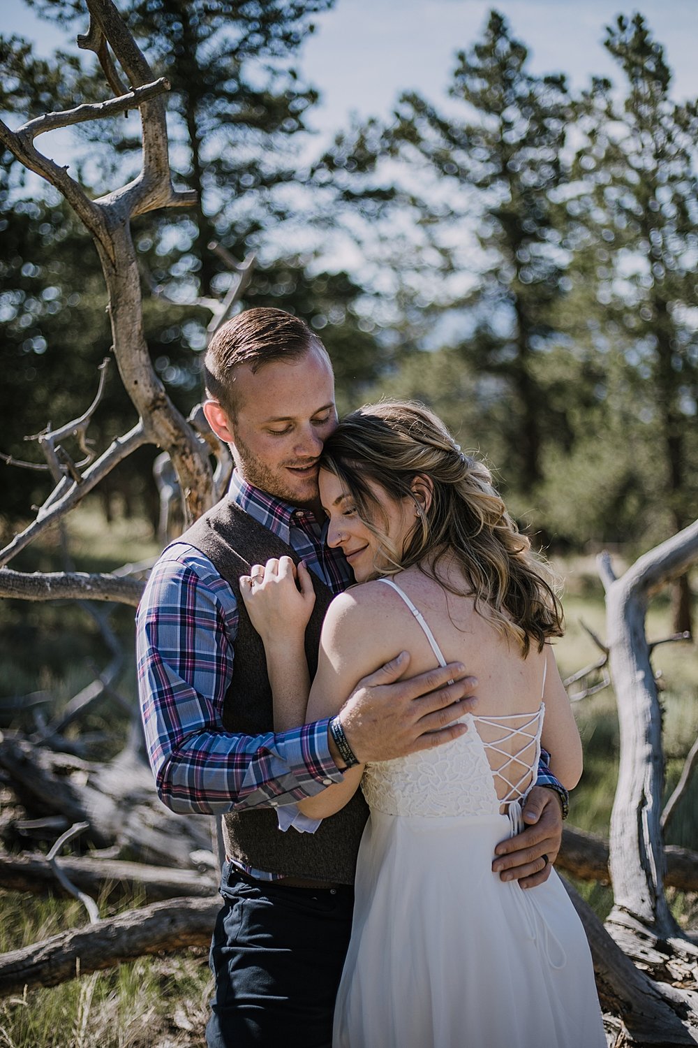 couple hiking, RMNP elopement ceremony, rocky mountain national park elopement, 3M curves elopement, self solemnizing, self solemnization, long's peak, summer hiking elopement, estes park elopement