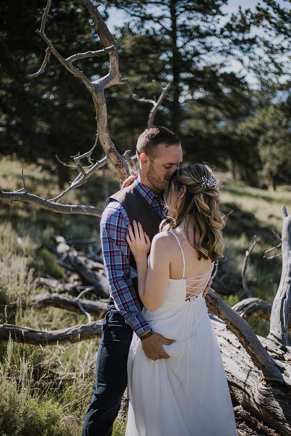 groom butt grab, RMNP elopement ceremony, rocky mountain national park elopement, 3M curves elopement, self solemnizing, self solemnization, long's peak, summer hiking elopement, estes park elopement