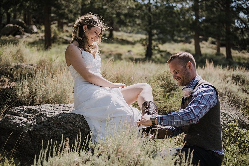 elopement garter, RMNP elopement ceremony, rocky mountain national park elopement, 3M curves elopement, self solemnizing, self solemnization, long's peak, summer elopement, estes park elopement