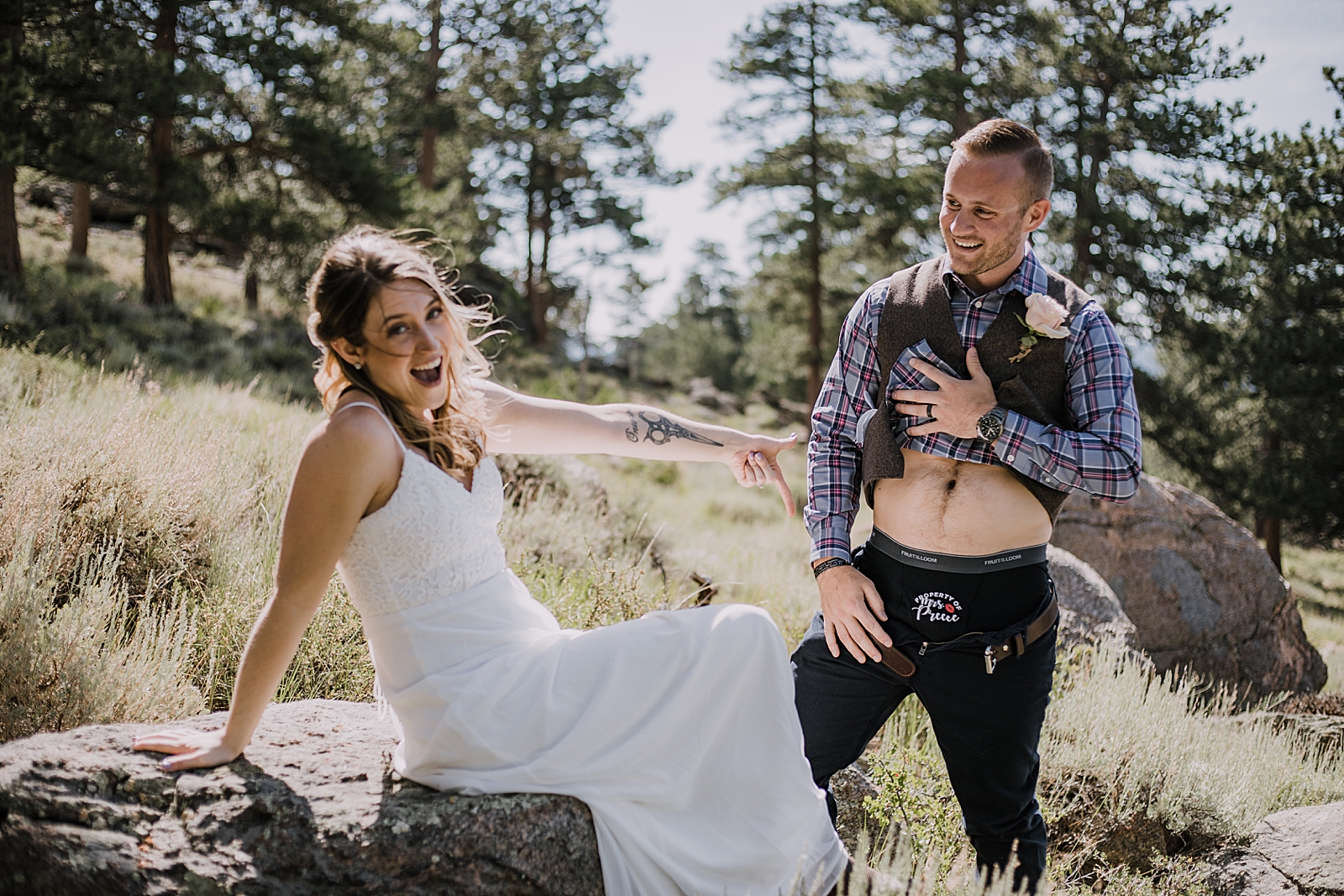 elopement underwear, RMNP elopement ceremony, rocky mountain national park elopement, 3M curves elopement, self solemnizing, self solemnization, long's peak, summer elopement, estes park elopement