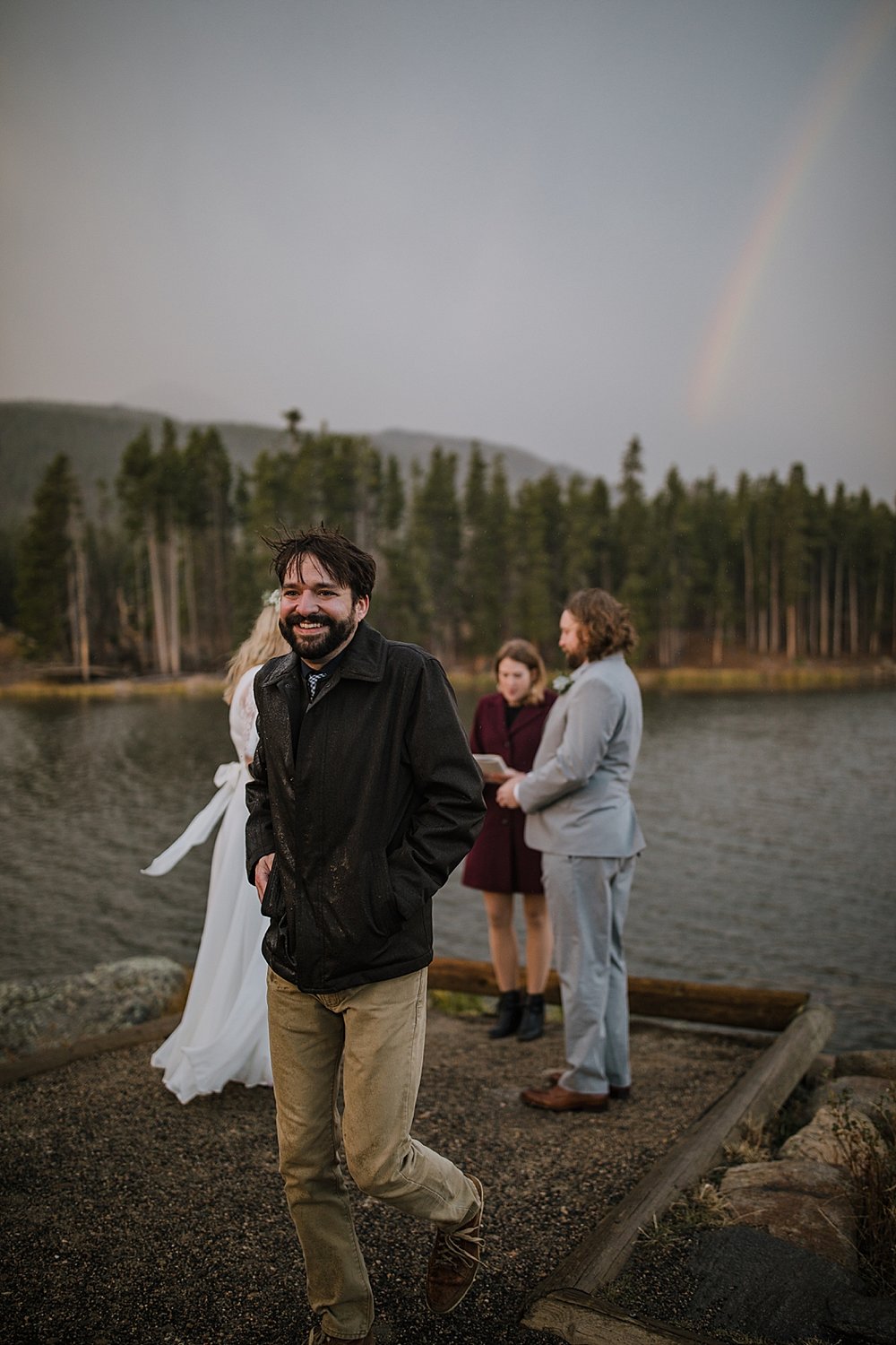 bride and groom wedding rings, sprague lake dock elopement, sunrise elopement, colorado elopement, sprague lake elopement, rocky mountain national park elopement, adventurous colorado hiking elopement