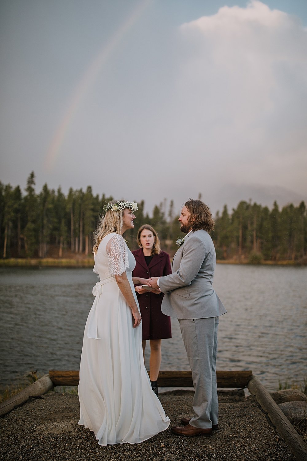 bride and groom wedding rings, sprague lake dock elopement, sunrise elopement, colorado elopement, sprague lake elopement, rocky mountain national park elopement, adventurous colorado hiking elopement