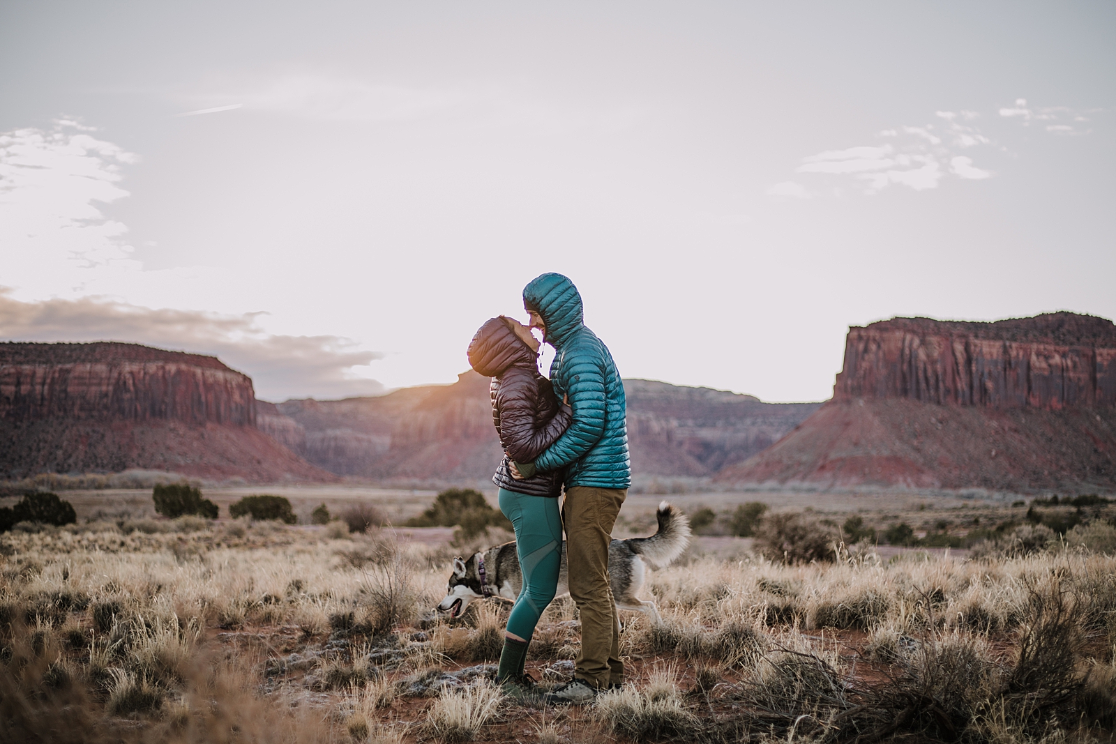 sunrise climbing in indian creek, moab utah, engagements, desert love, hiking in moab, hiking in indian creek, indian creek elopement