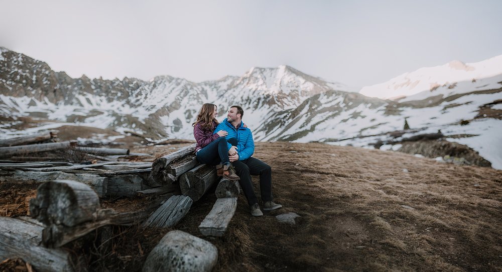 winter hiking mayflower gulch leadville and copper colorado, backcountry skiing to mayflower gulch, sunrise at mayflower gulch, mayflower gulch engagements, leadville wedding photographer