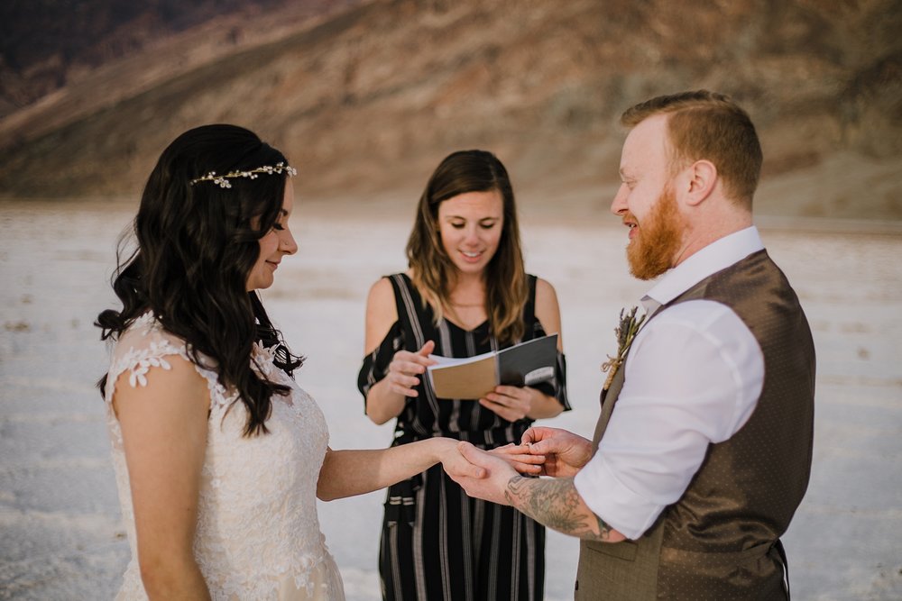 elopement on the salt flats, death valley national park elopement, elope in death valley, badwater basin elopement, hiking in death valley national park, sunset at badwater basin