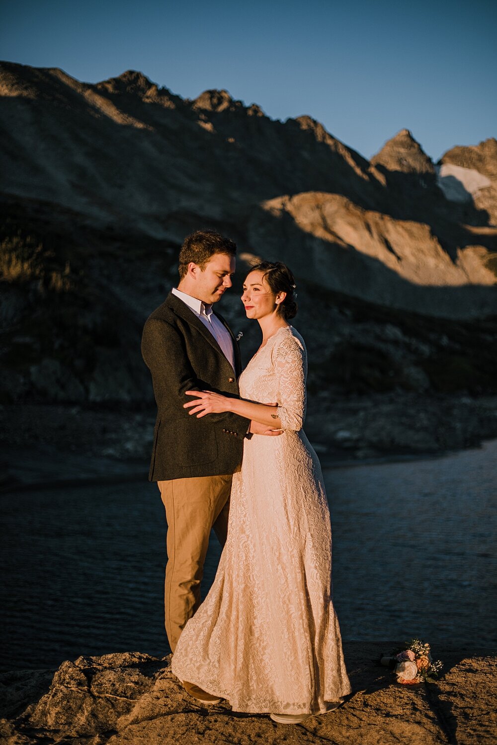 self solemnizing elopement lake isabelle, dawn hike elopement indian peaks wilderness, sunrise elopement lake isabelle, eloping in brainard lake recreation area, rollinsville colorado hiking