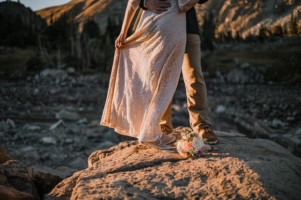 self solemnizing ceremony lake isabelle, dawn hike elopement indian peaks wilderness, sunrise elopement lake isabelle, eloping in brainard lake recreation area, rollinsville colorado hiking