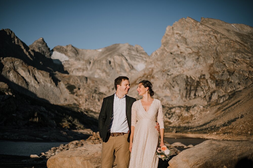 self solemnizing colorado hiking elopement, dawn hike elopement indian peaks wilderness, sunrise elopement lake isabelle, eloping in brainard lake recreation area, rollinsville colorado hiking