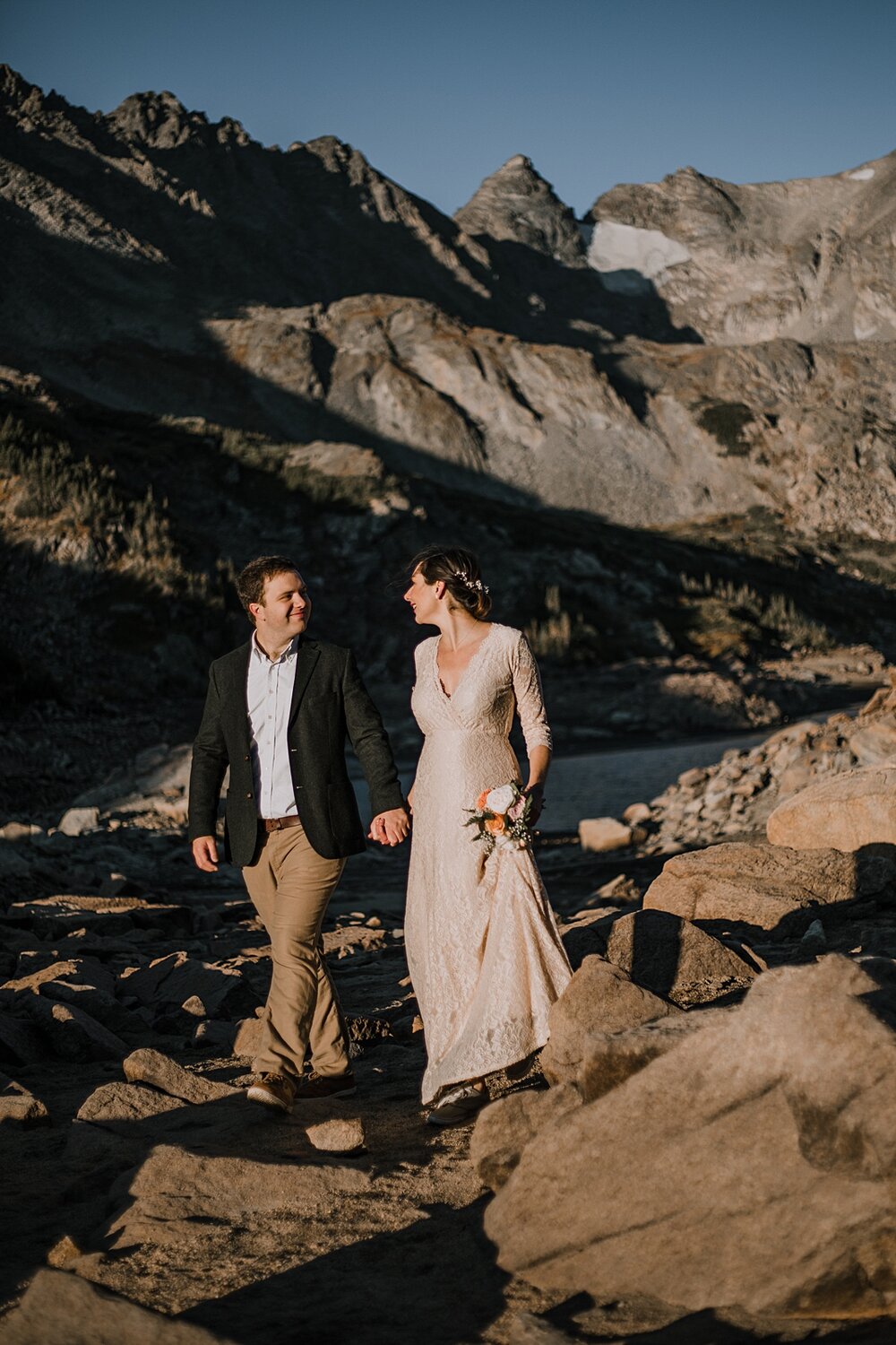 transatlantic mountain couple elopement, dawn hike elopement indian peaks wilderness, sunrise elopement lake isabelle, eloping in brainard lake recreation area, rollinsville colorado hiking