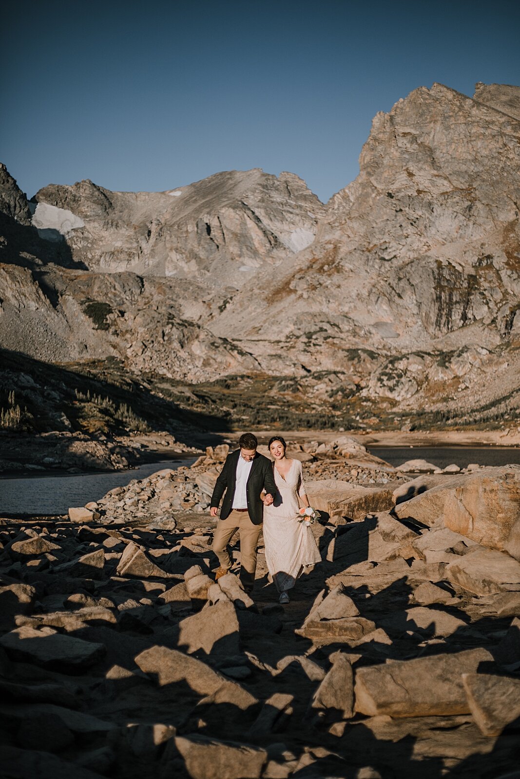 transatlantic mountain couple elopement, dawn hike elopement indian peaks wilderness, sunrise elopement lake isabelle, eloping in brainard lake recreation area, rollinsville colorado hiking