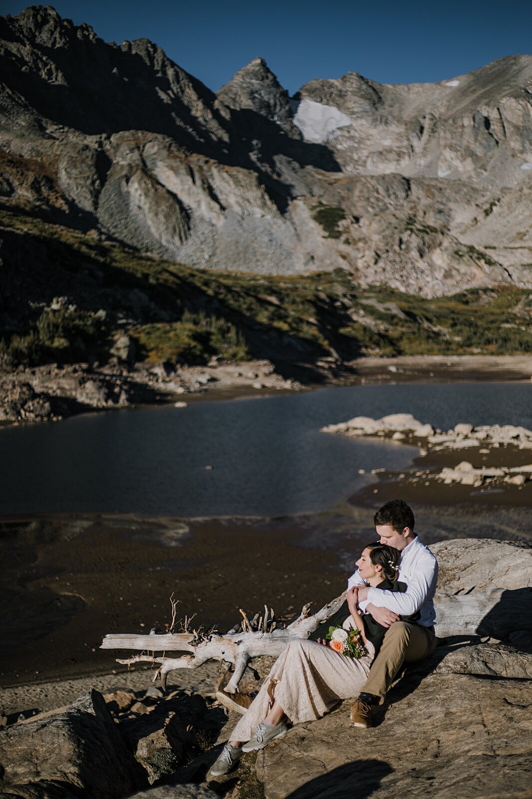 transatlantic couple self solemnize at lake isabelle, dawn hike elopement indian peaks wilderness, sunrise elopement lake isabelle, eloping in brainard lake recreation area