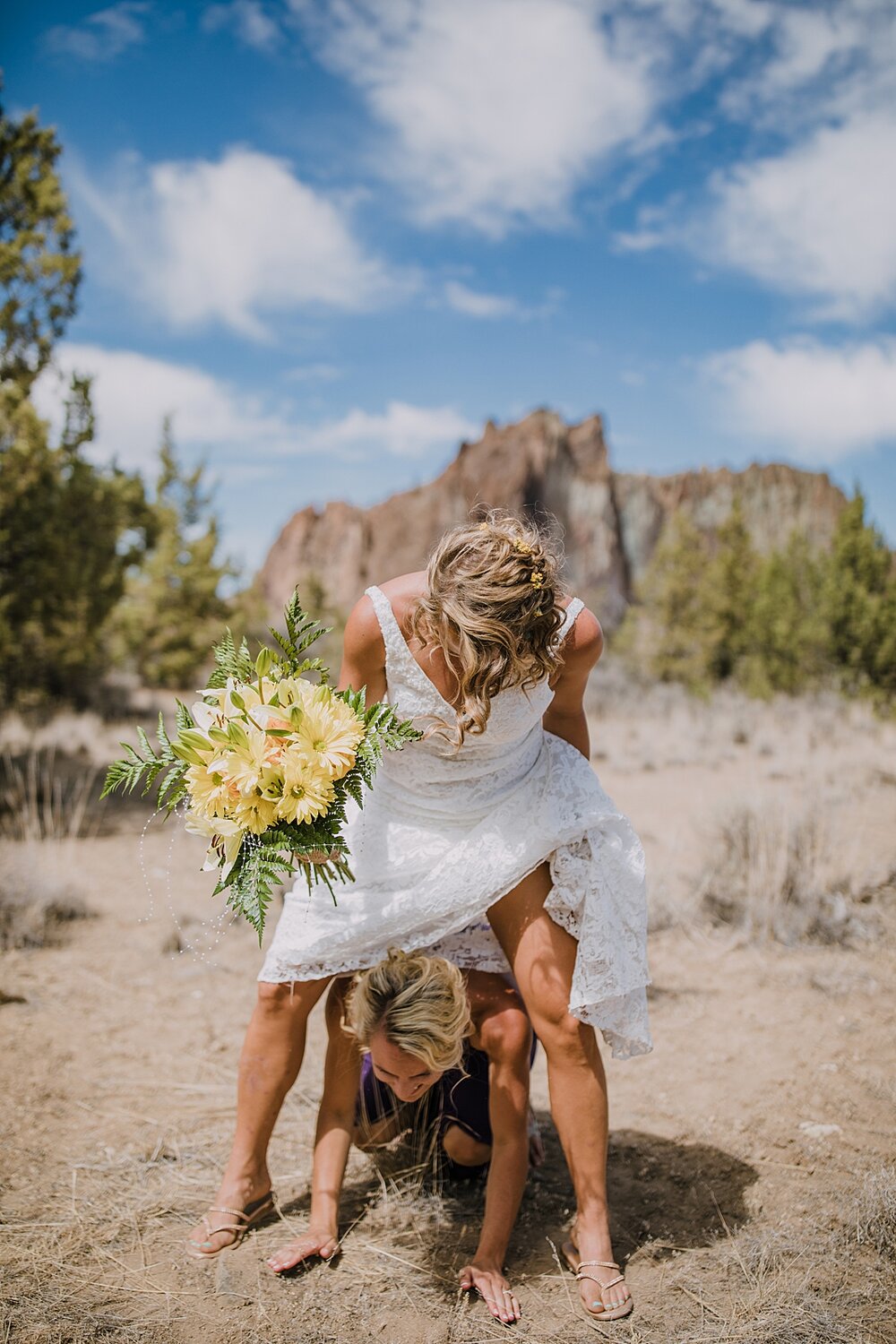 bridal party at smith rock state park, mt hood elopement, mt hood national forest, smith rock state park wedding, smith rock state park hiking elopement, terrebonne oregon backyard wedding