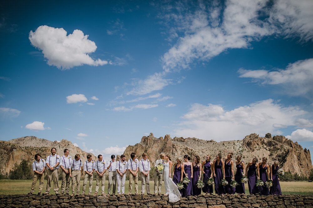 bridal party at smith rock state park, mt hood elopement, mt hood national forest, smith rock state park wedding, smith rock state park hiking elopement, terrebonne oregon backyard wedding